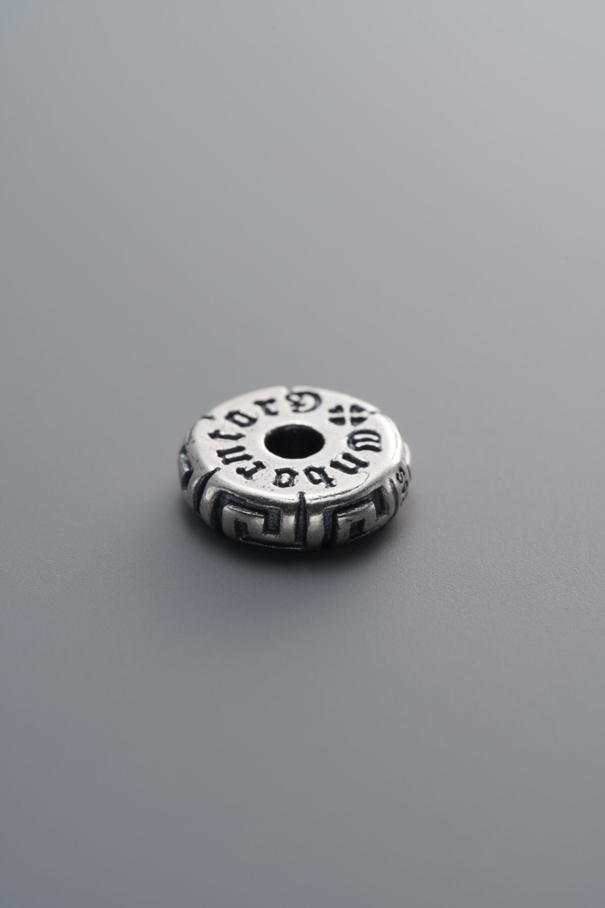 925 Sterling Silver-Antiqued-Key Pattern Spacer Bead-10mm - Image 1