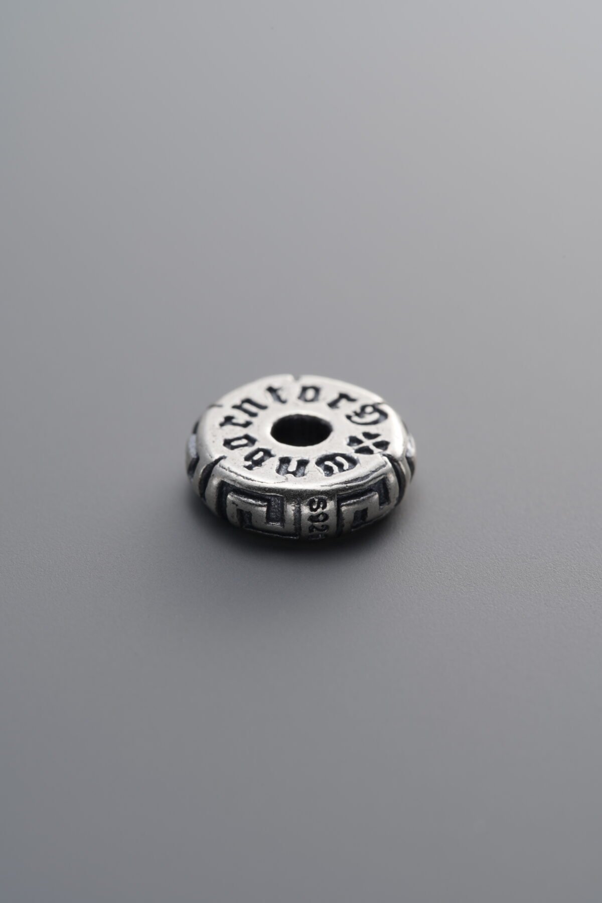 925 Sterling Silver-Antiqued-Key Pattern Spacer Bead-10mm - Image 3
