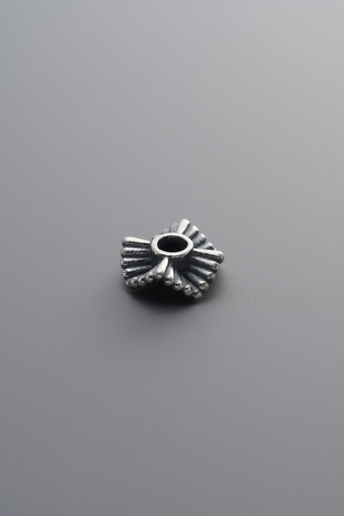 925 Sterling Silver-Antiqued-Wavy Striped Spacer Bead-8mm - Image 3