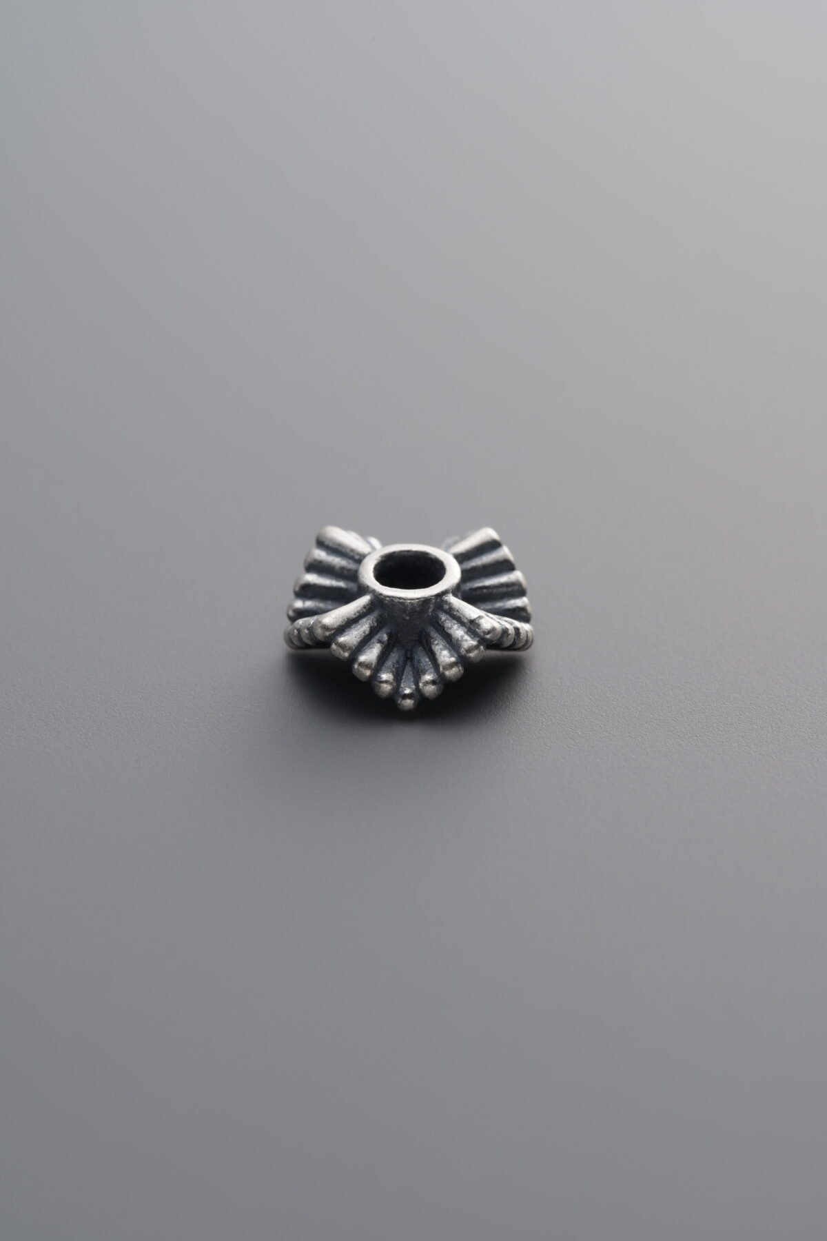 925 Sterling Silver-Antiqued-Wavy Striped Spacer Bead-8mm - Image 2