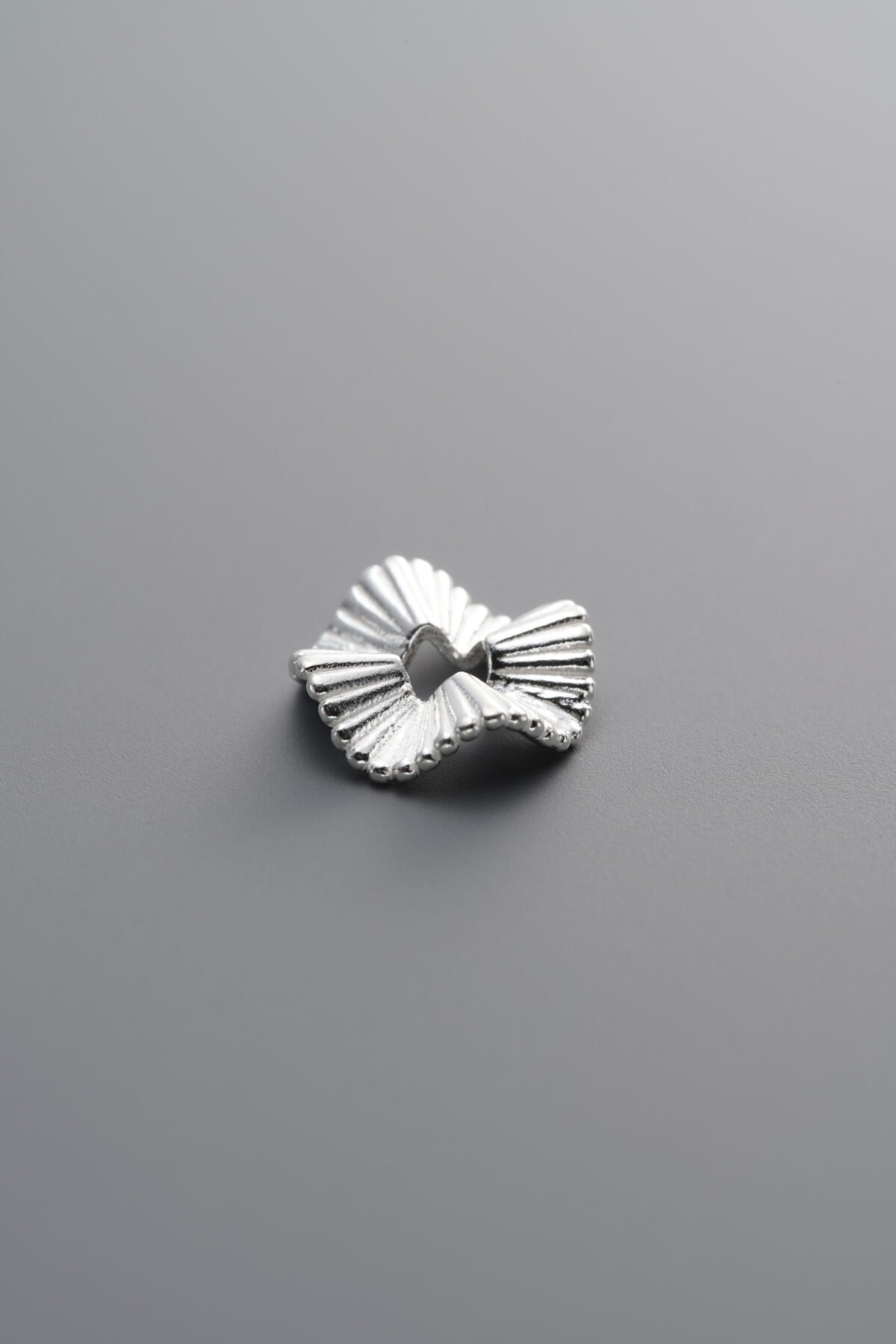 925 Sterling Silver-Bright-Wavy Striped Spacer Bead-9mm - Image 1