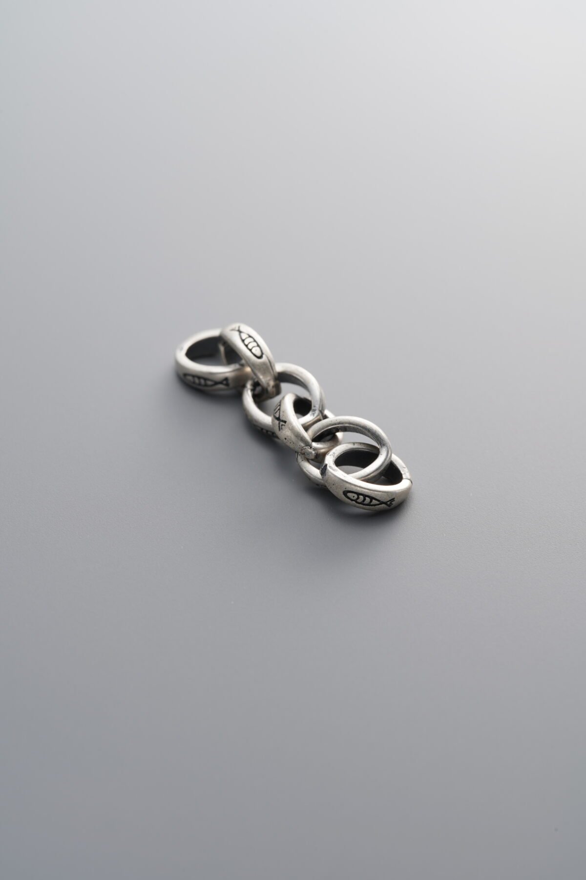 925 Sterling Silver-Antiqued-Dainty Fish Six-Link Connector Chain-32mm - Image 4