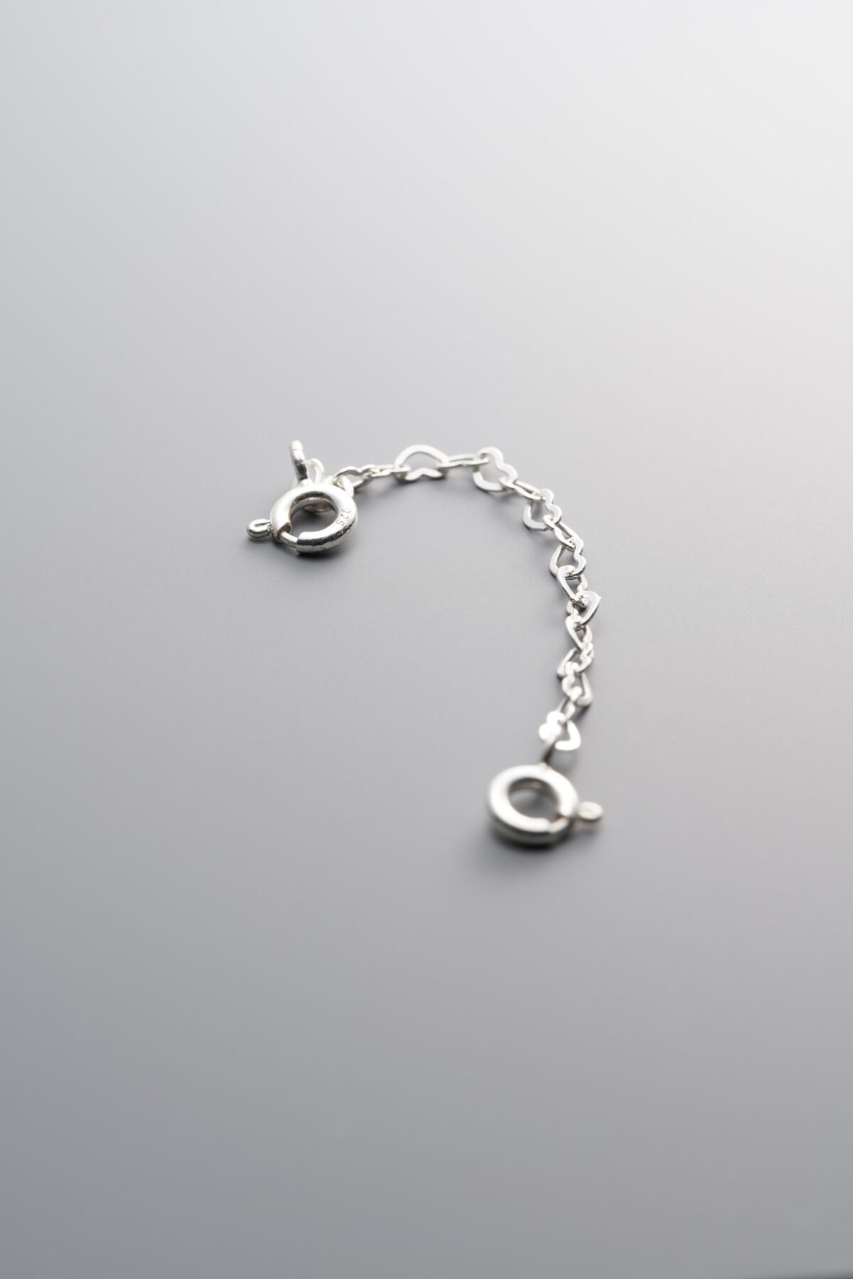 925 Sterling Silver-Bright-Heart Connector Chain-60mm - Image 3