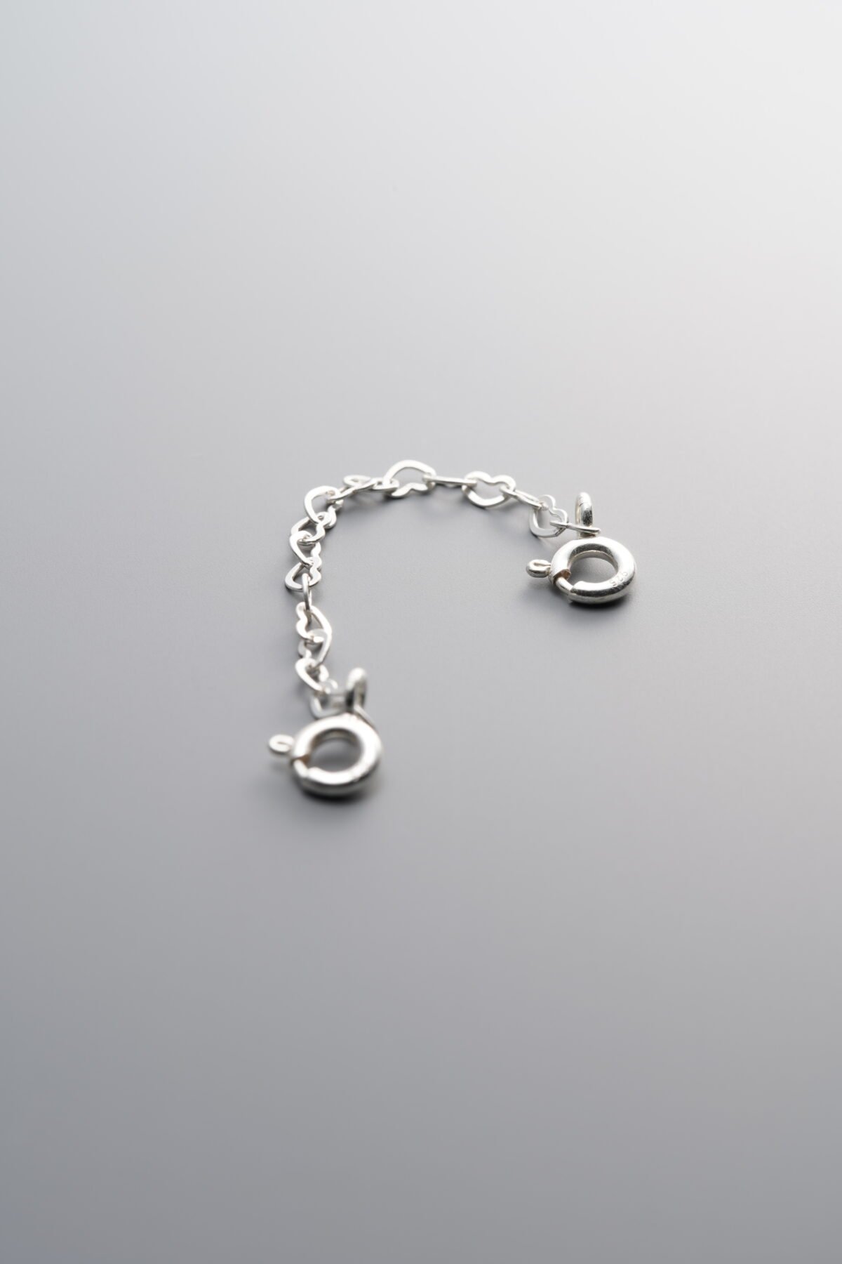 925 Sterling Silver-Bright-Heart Connector Chain-60mm - Image 2