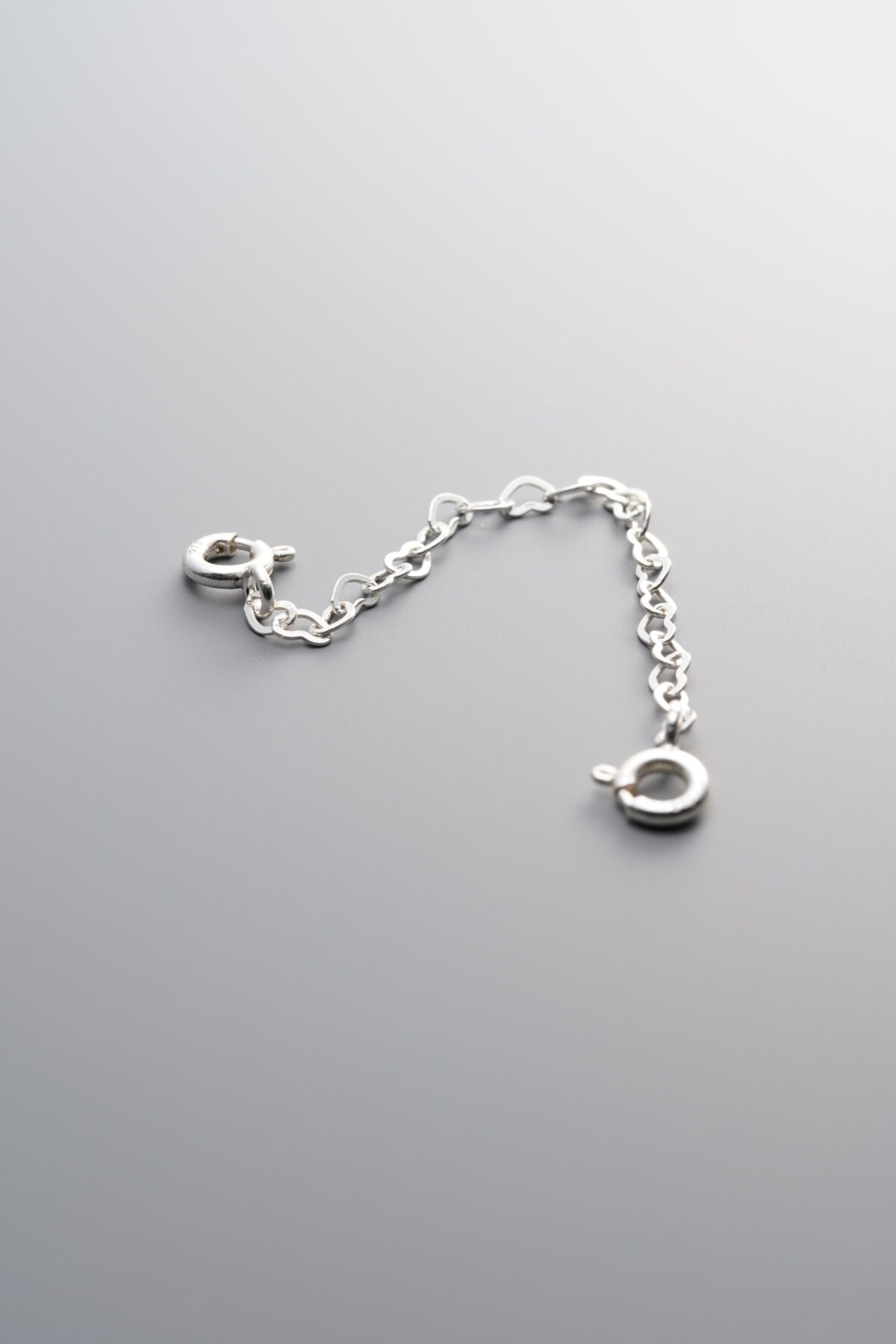 925 Sterling Silver-Bright-Heart Connector Chain-70mm - Image 3