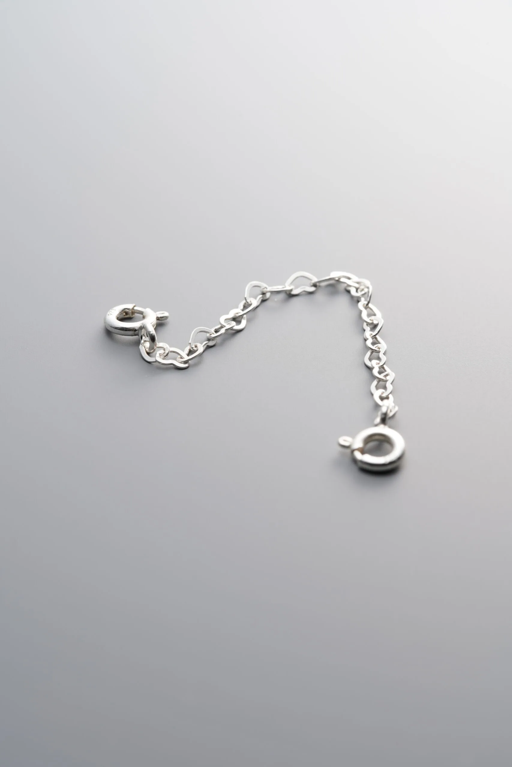 925 Sterling Silver-Bright-Heart Connector Chain-70mm - Image 3