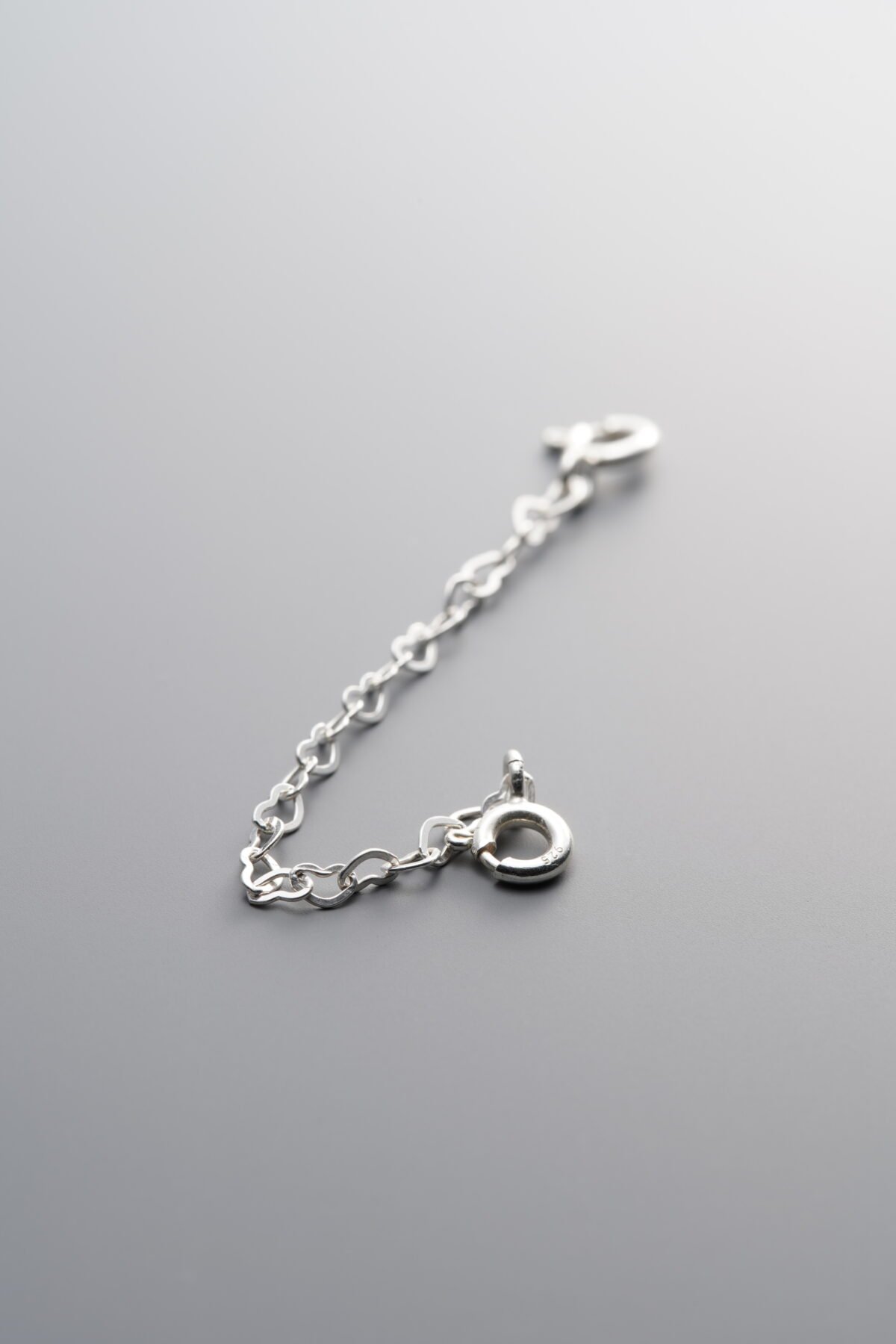 925 Sterling Silver-Bright-Heart Connector Chain-70mm - Image 1