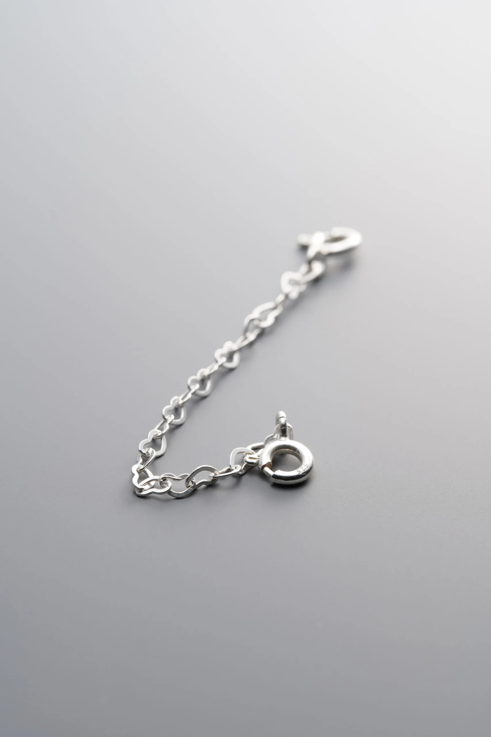925 Sterling Silver-Bright-Heart Connector Chain-70mm - Image 1