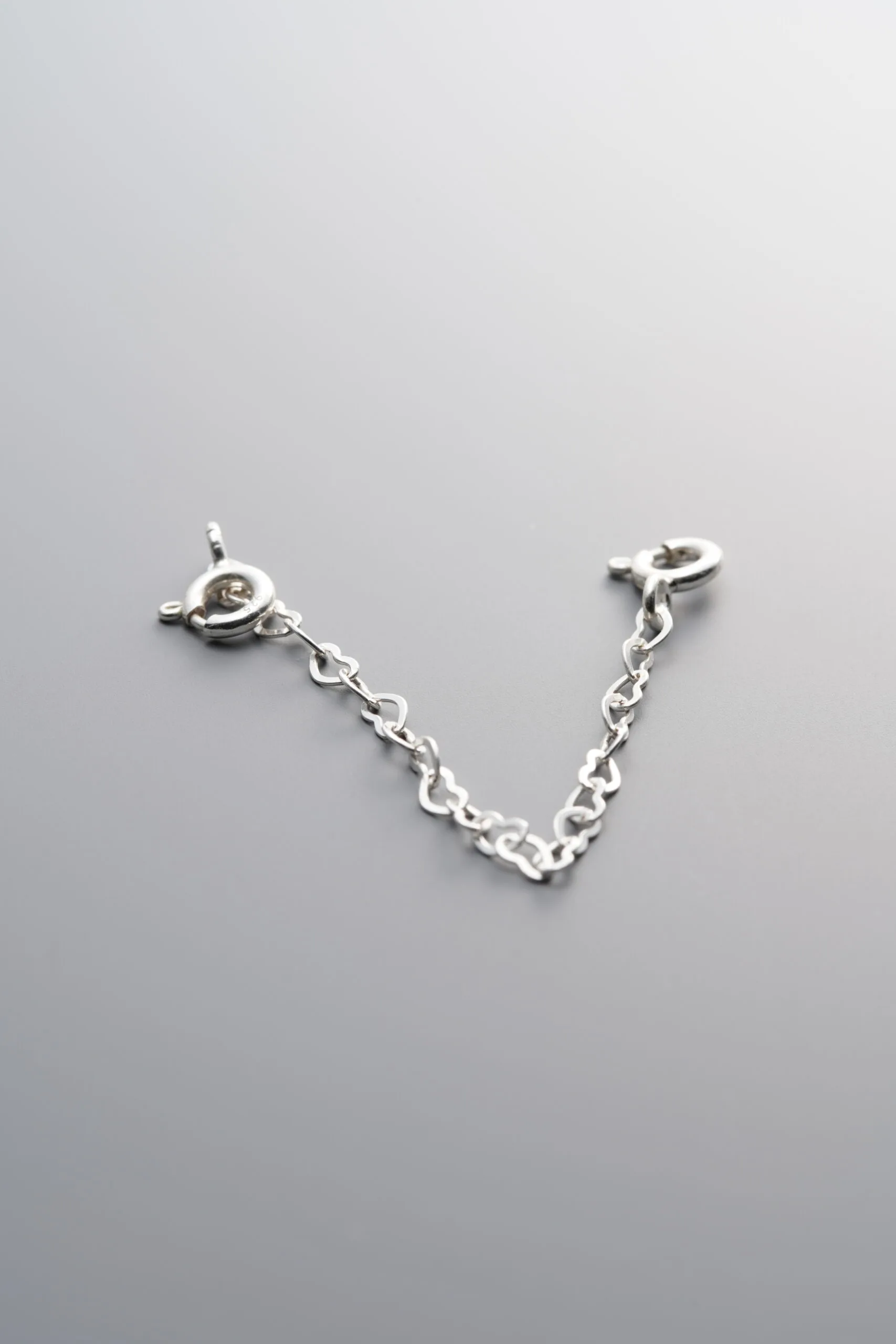 925 Sterling Silver-Bright-Heart Connector Chain-70mm - Image 2