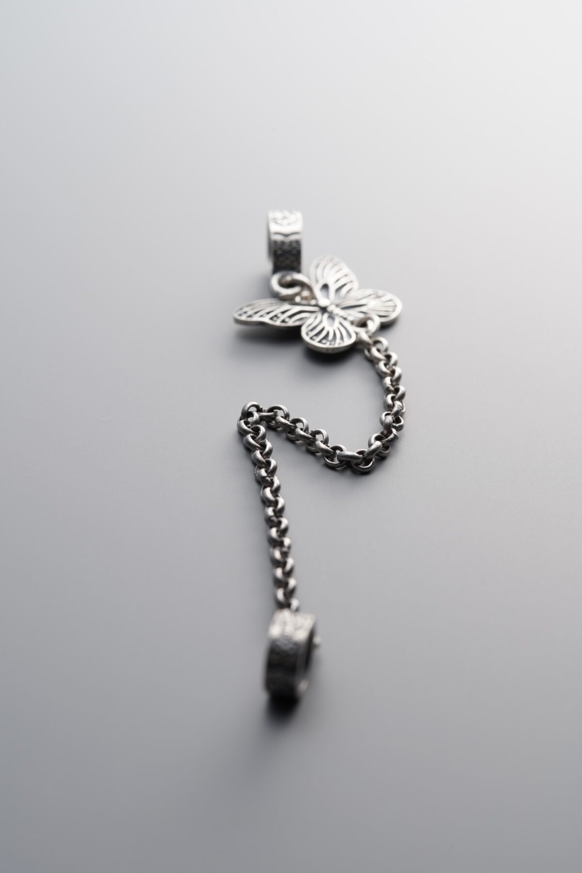 925 Sterling Silver-Antiqued-Circular Butterfly Connecting Chain-88mm - Image 3