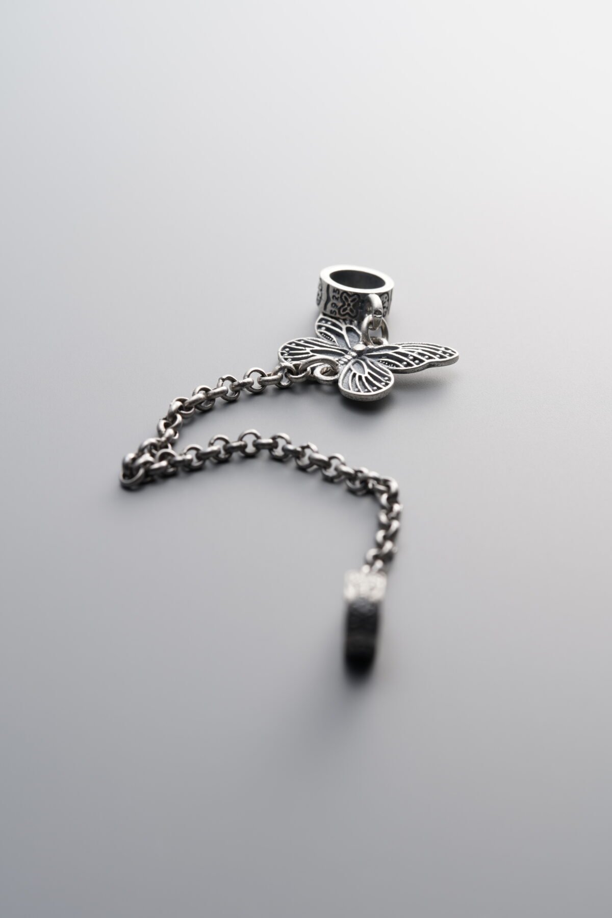 925 Sterling Silver-Antiqued-Circular Butterfly Connecting Chain-88mm - Image 2
