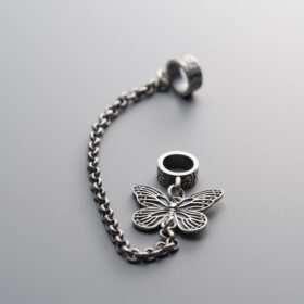 925 Sterling Silver-Antiqued-Circular Butterfly Connecting Chain-88mm