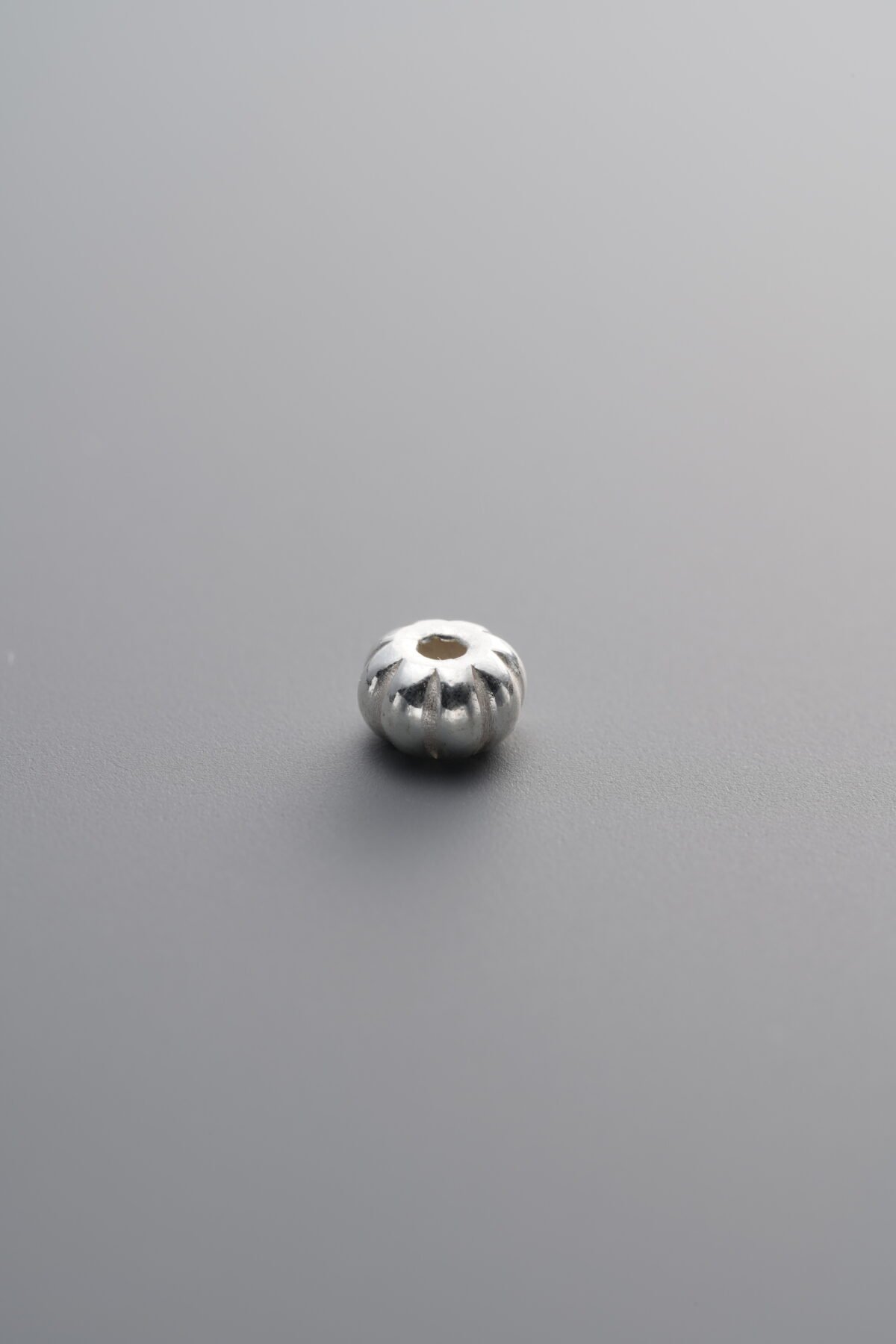925 Sterling Silver-Bright-Pumpkin Spacer Bead-4mm - Image 3