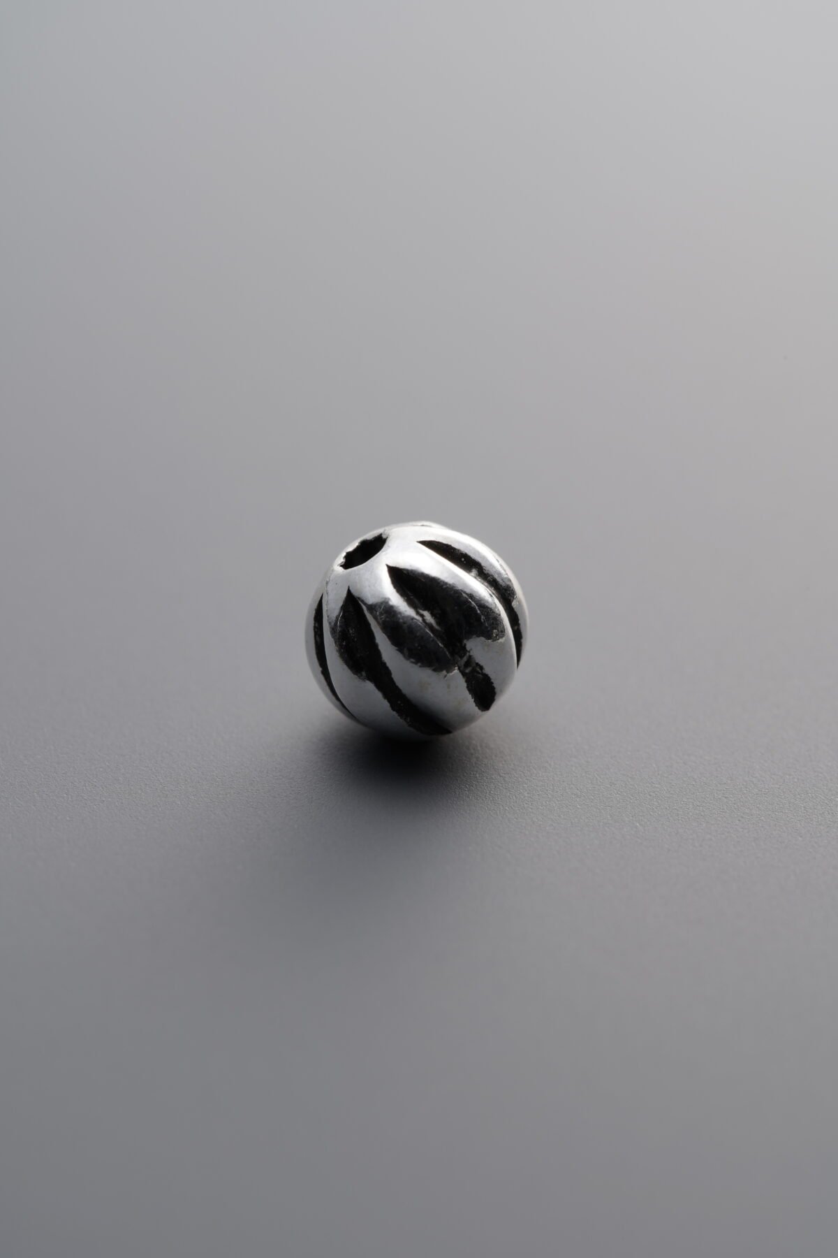 925 Sterling Silver-Antiqued-Melon-Patterned Spacer Bead-6mm - Image 1