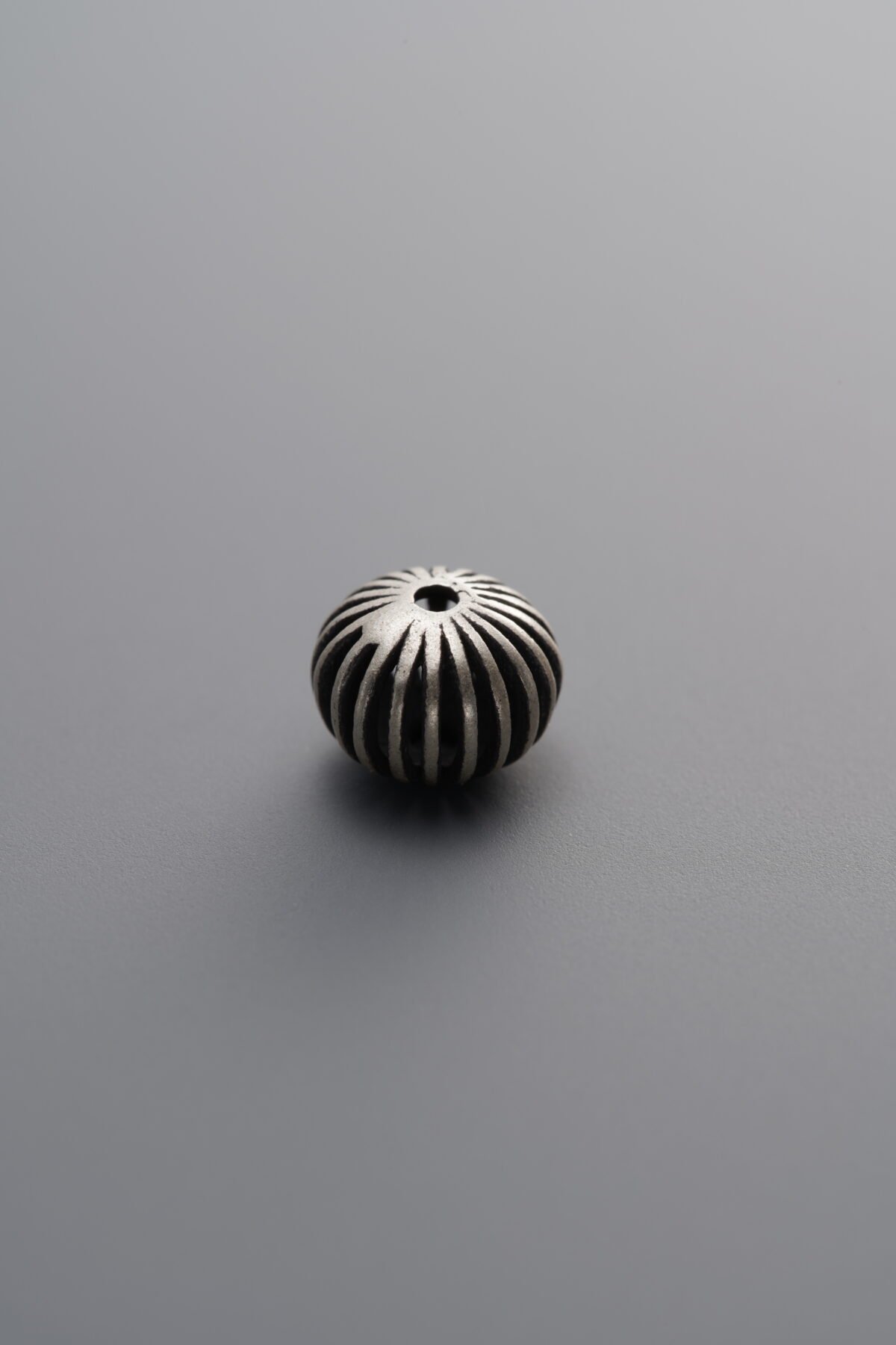 925 Sterling Silver-Antiqued-Melon-Patterned Spacer Bead-7mm - Image 1