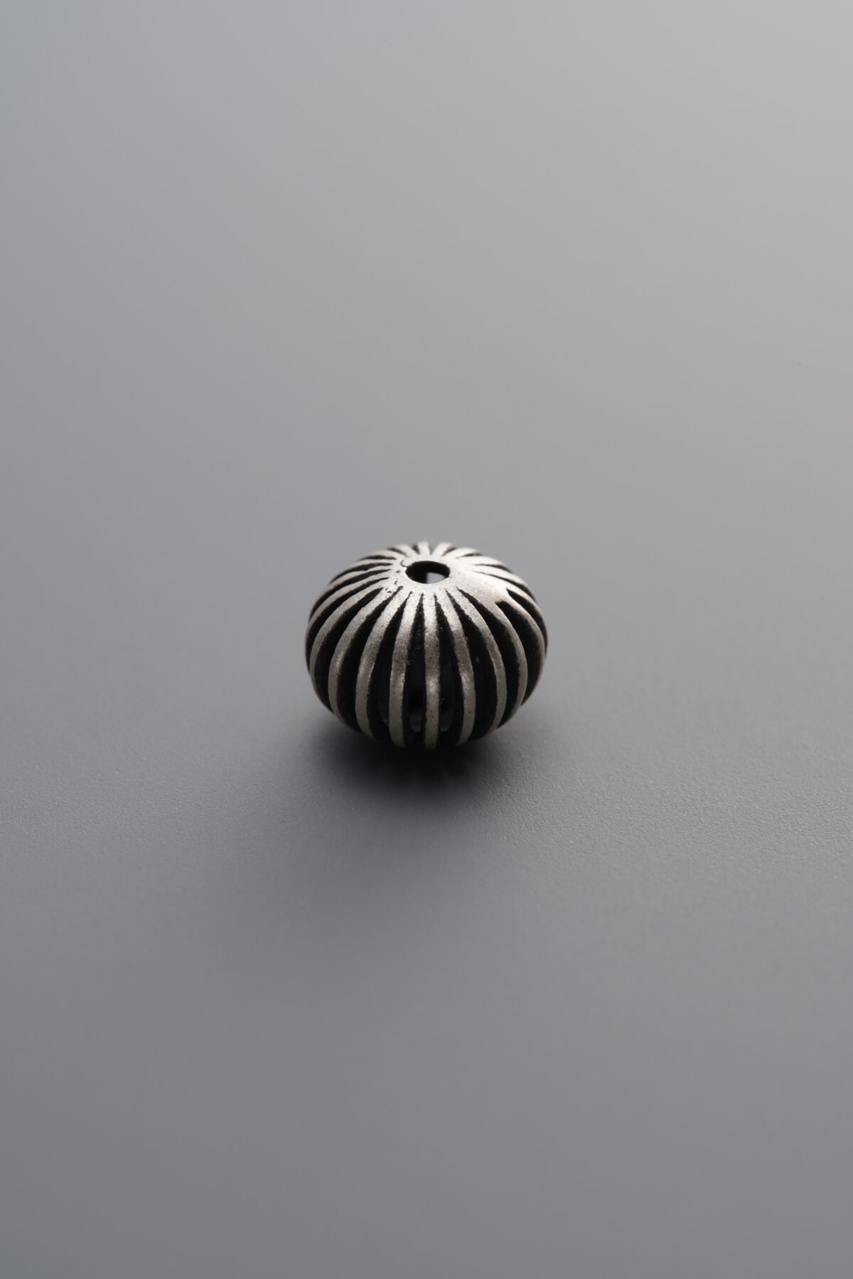 925 Sterling Silver-Antiqued-Melon-Patterned Spacer Bead-7mm - Image 2
