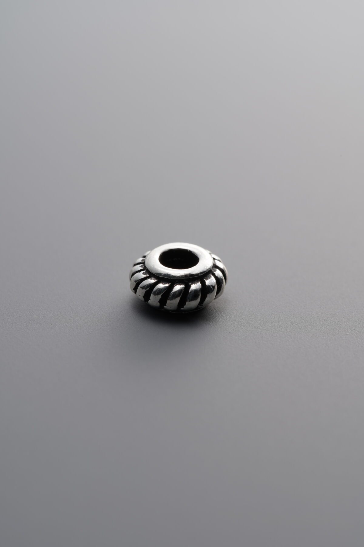 925 Sterling Silver-Antiqued-Flat Lantern Spacer Bead-6mm - Image 4