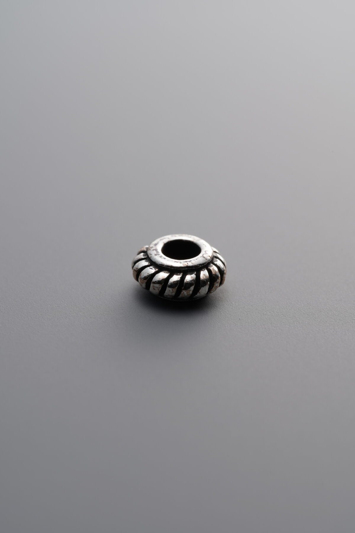 925 Sterling Silver-Antiqued-Flat Lantern Spacer Bead-6mm - Image 3