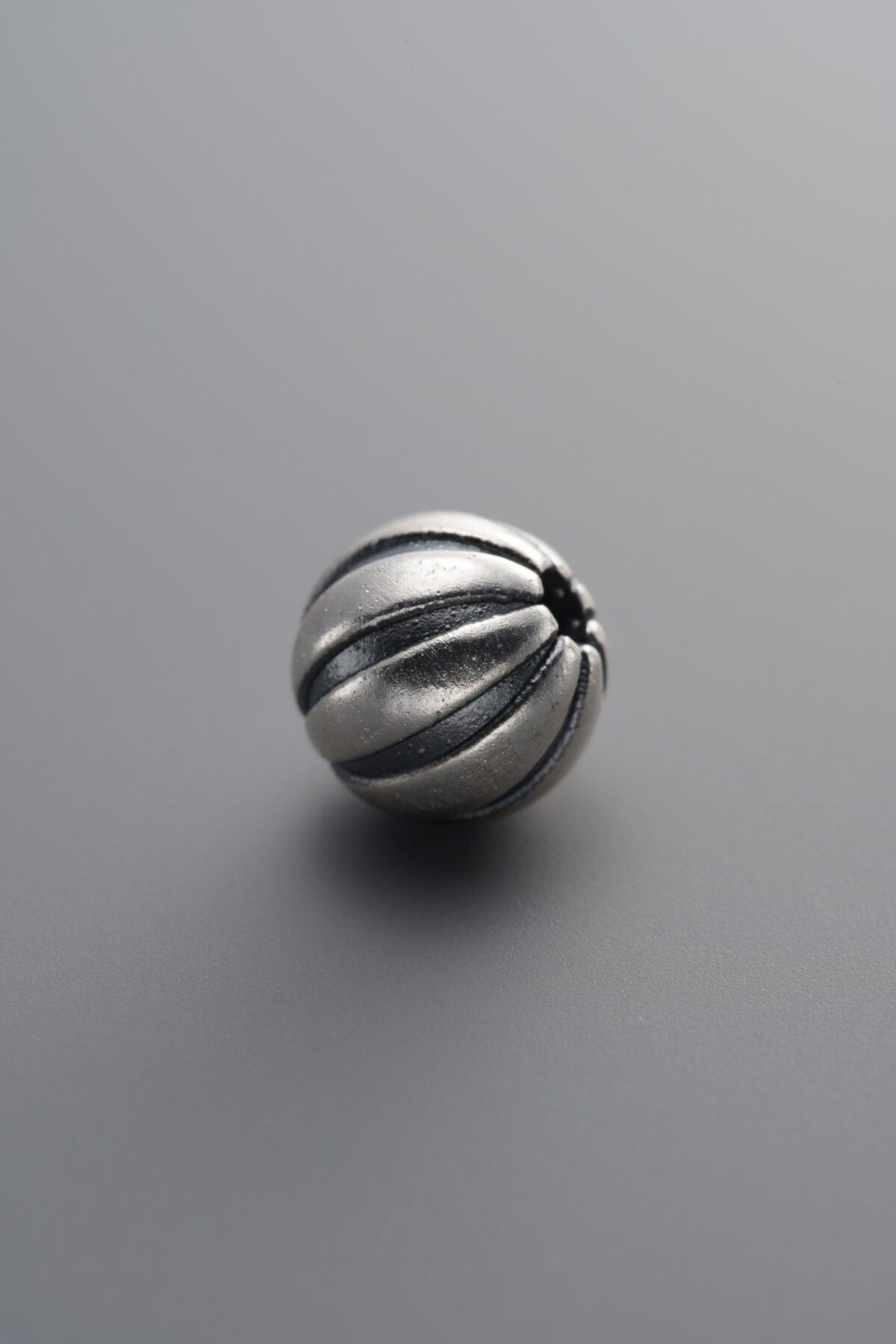 999 Fine Silver-Antiqued-Melon-Patterned Spacer Bead-8mm - Image 1