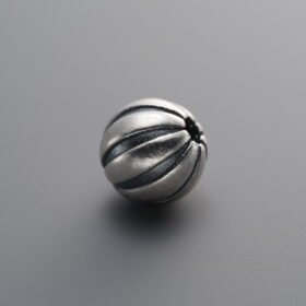 999 Fine Silver-Antiqued-Melon-Patterned Spacer Bead-8mm