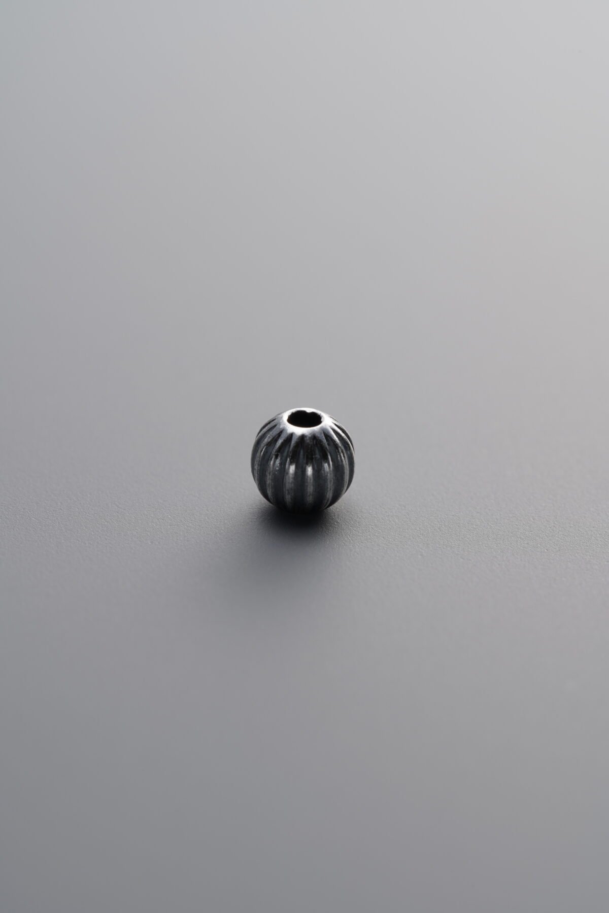 925 Sterling Silver-Antiqued-Melon-Patterned Spacer Bead-4mm - Image 2