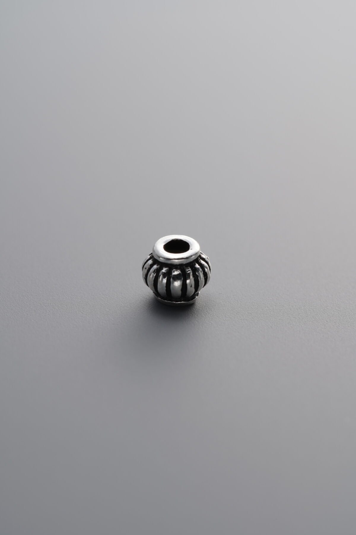 925 Sterling Silver-Antiqued-Melon Pattern Lantern Spacer Bead-4mm - Image 1