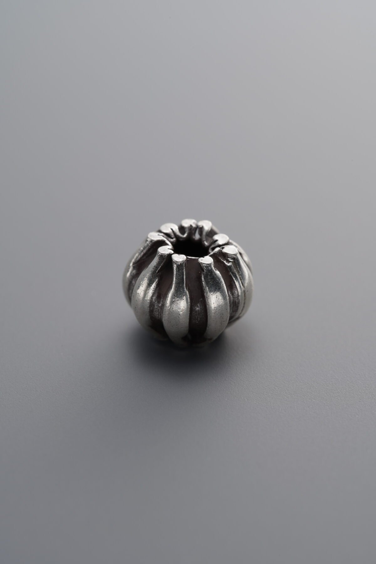 925 Sterling Silver-Antiqued-Melon-Patterned Spacer Bead-8mm - Image 2