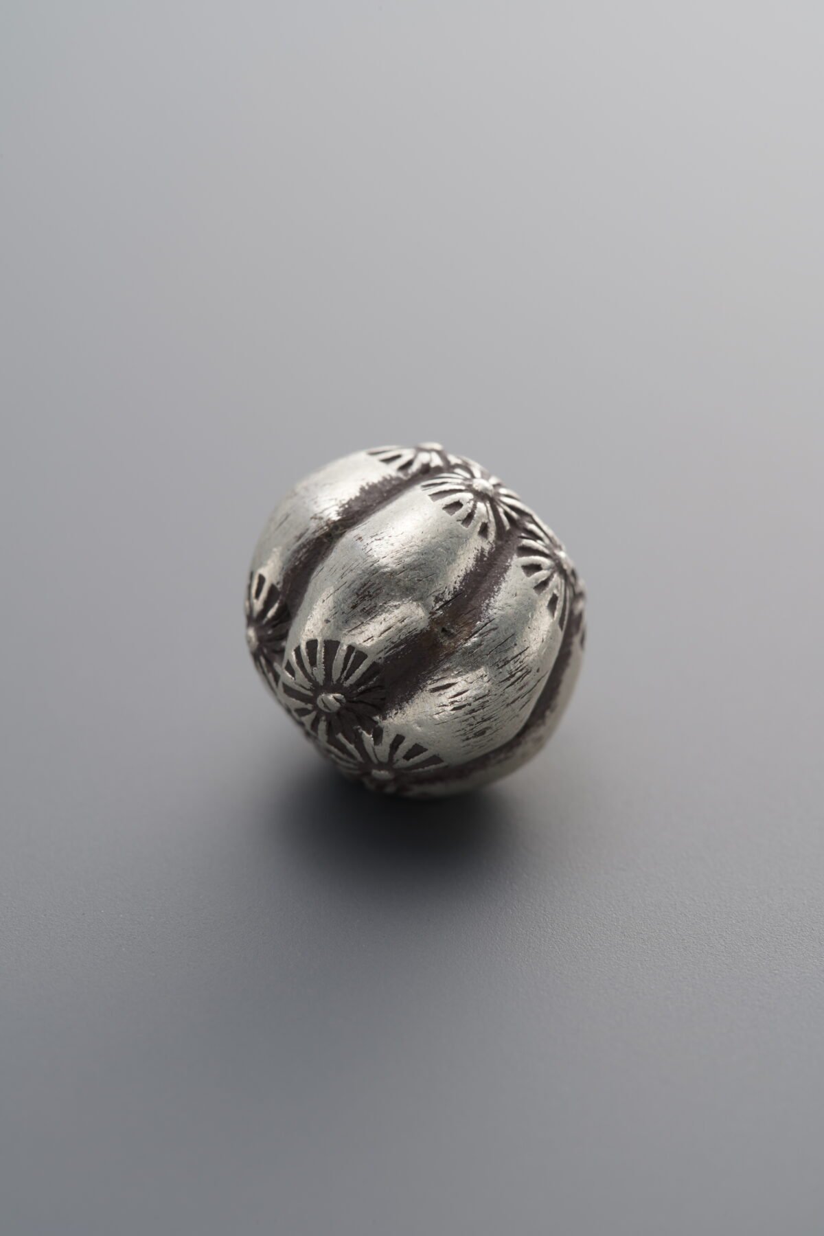 925 Sterling Silver-Antiqued-Printed Melon Pattern Spacer Bead-11mm - Image 1