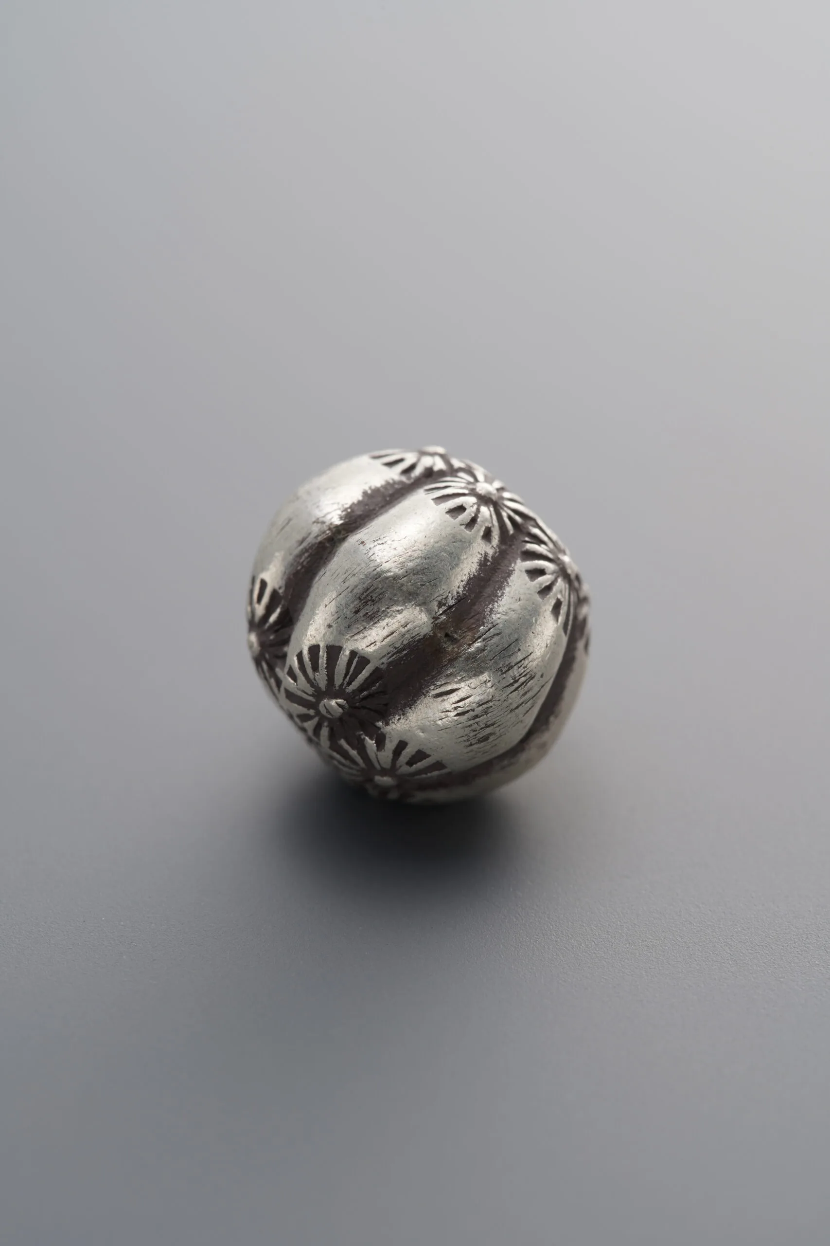 925 Sterling Silver-Antiqued-Printed Melon Pattern Spacer Bead-11mm - Image 1