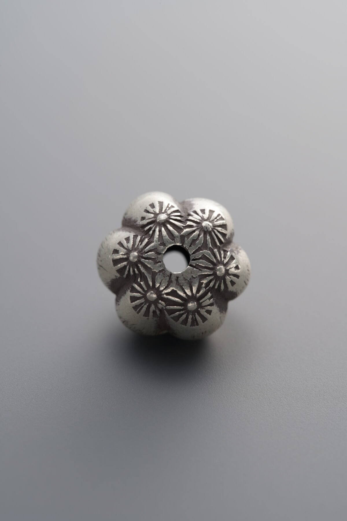 925 Sterling Silver-Antiqued-Printed Melon Pattern Spacer Bead-11mm - Image 3