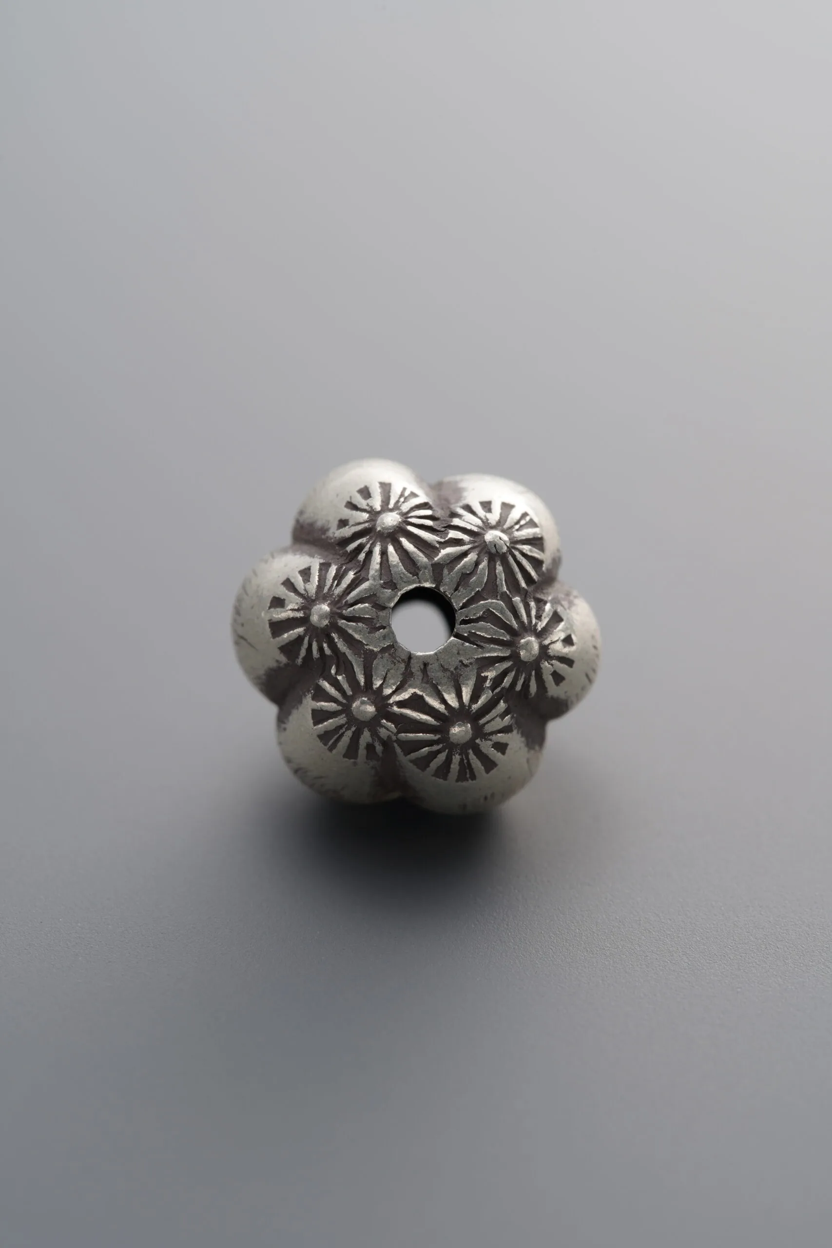 925 Sterling Silver-Antiqued-Printed Melon Pattern Spacer Bead-11mm - Image 3