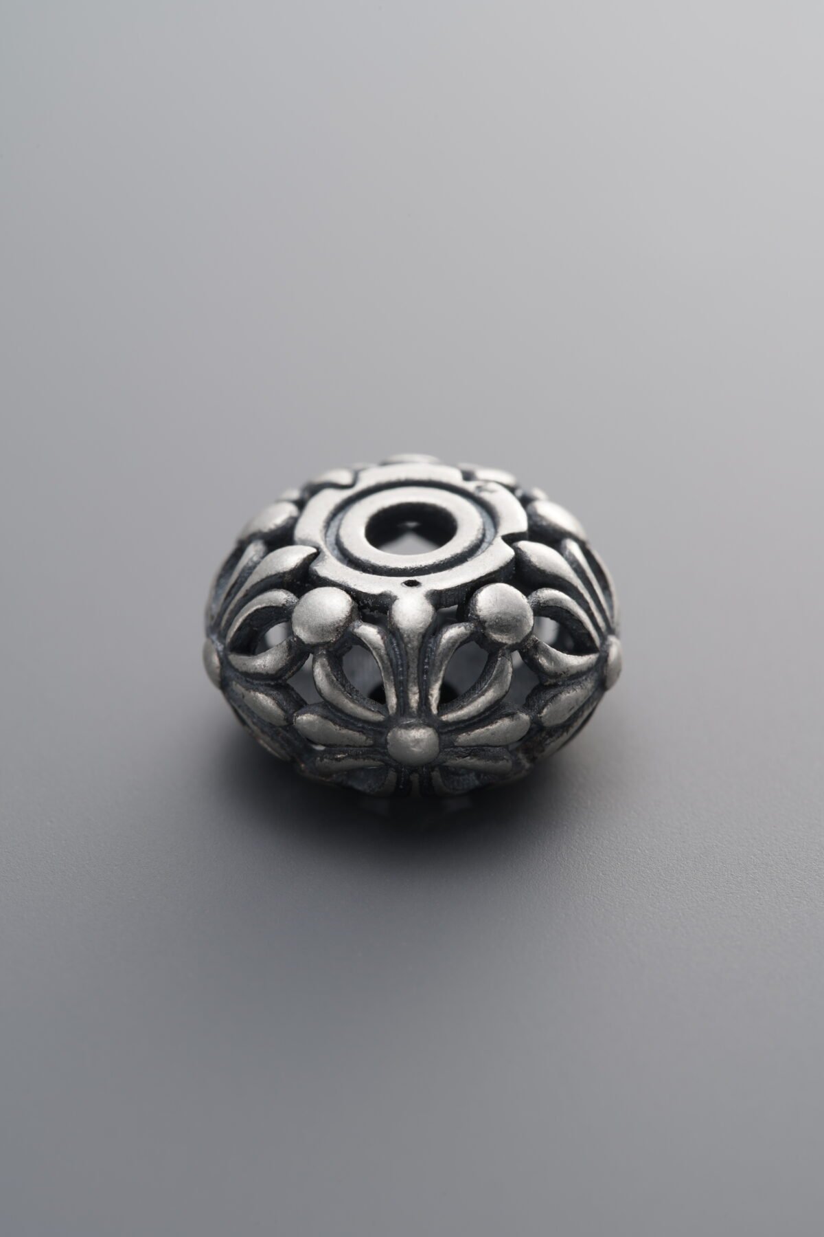 925 Sterling Silver-Antiqued-Cross Round Bead Spacer Bead-13mm - Image 1