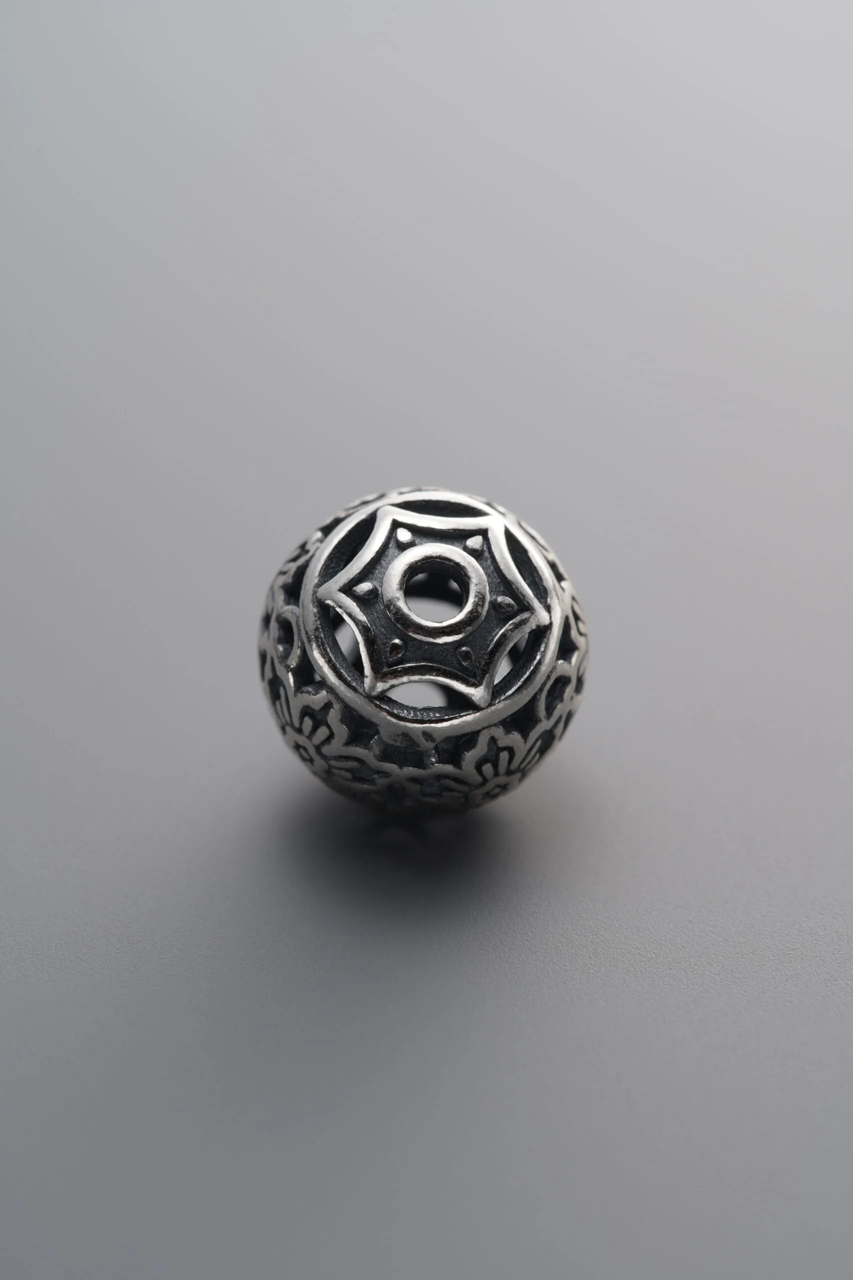 925 Sterling Silver-Antiqued-Openwork Spacer Bead-10mm - Image 3