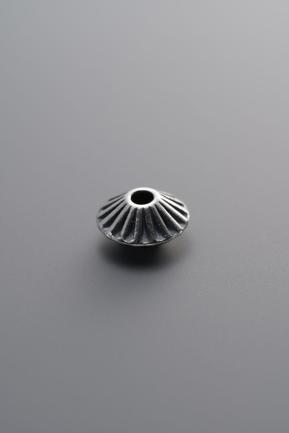 925 Sterling Silver-Antiqued-Striped Rondelle Spacer Bead-8mm - Image 2