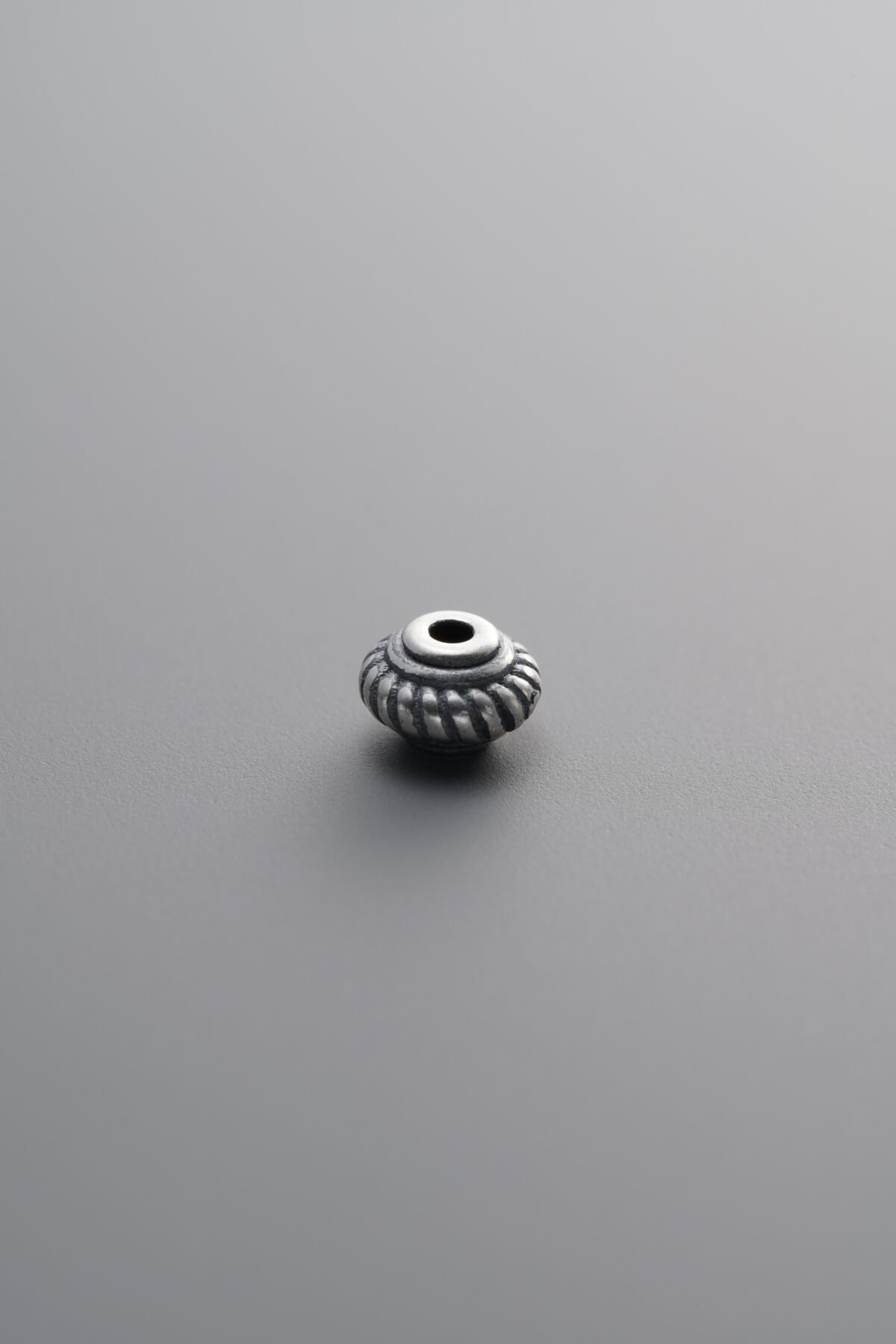 925 Sterling Silver-Antiqued-Vertical Striped Rondelle Spacer Bead-4mm - Image 2