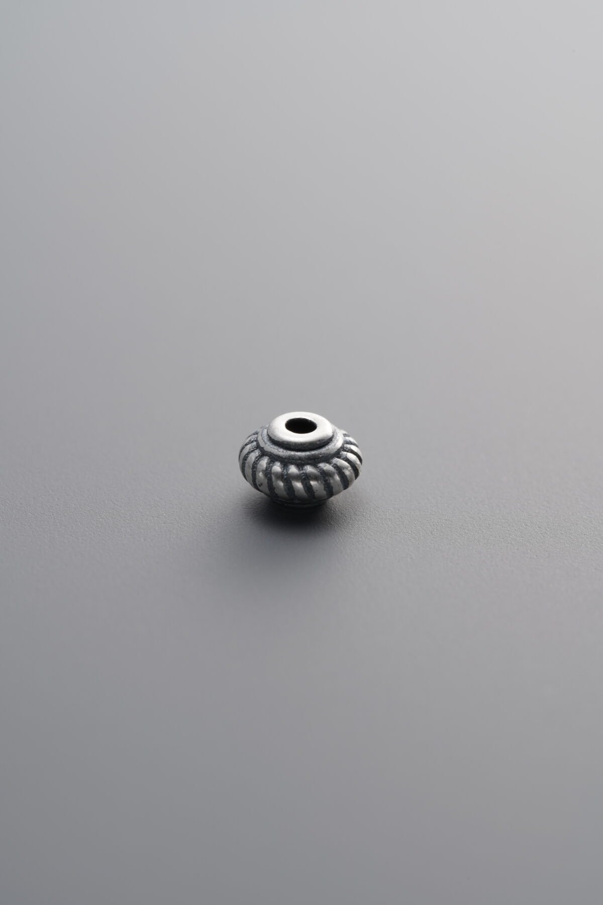 925 Sterling Silver-Antiqued-Vertical Striped Rondelle Spacer Bead-4mm - Image 3