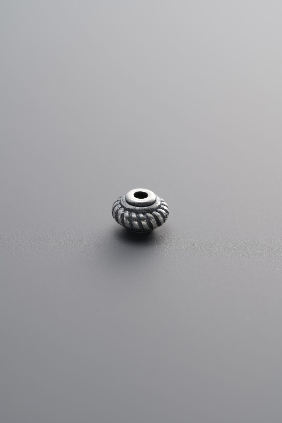925 Sterling Silver-Antiqued-Vertical Striped Rondelle Spacer Bead-4mm - Image 1