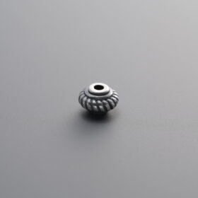 925 Silver-Vintage-Vertical Striped Flying Saucer Spacer Bead-4mm
