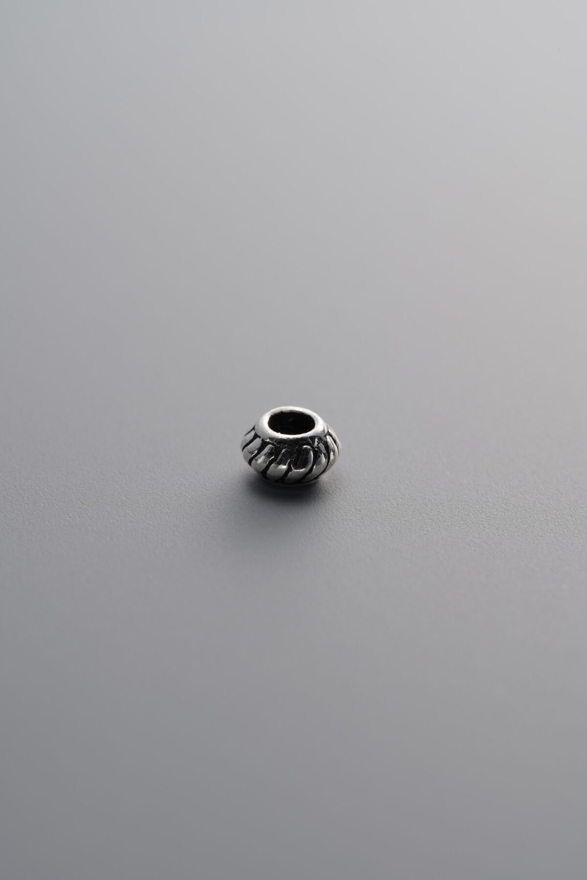 925 Sterling Silver-Antiqued-Vertical Striped Pattern Spacer Bead-4mm - Image 2