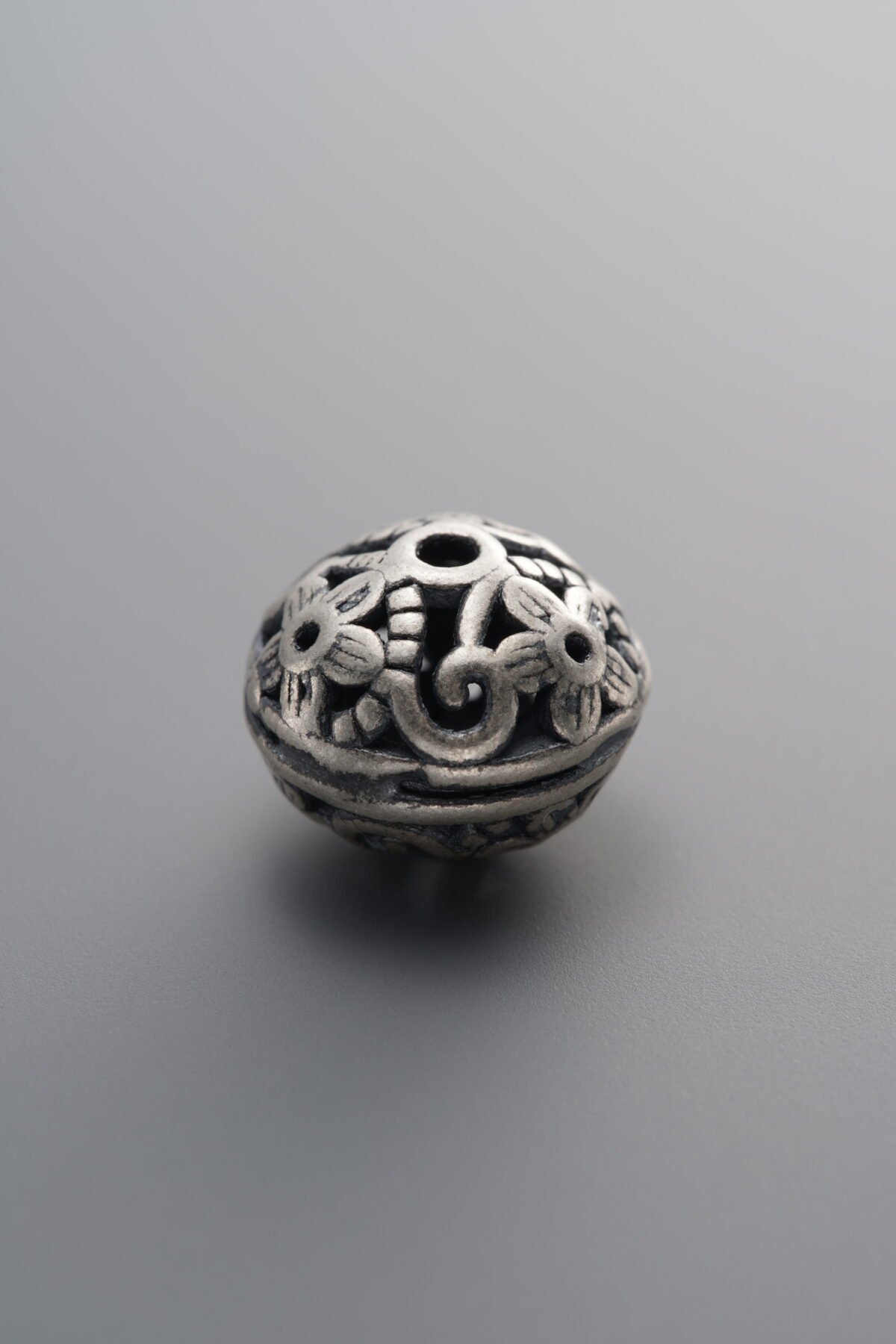 925 Sterling Silver-Antiqued-Openwork Flower Spacer Bead-11mm - Image 3