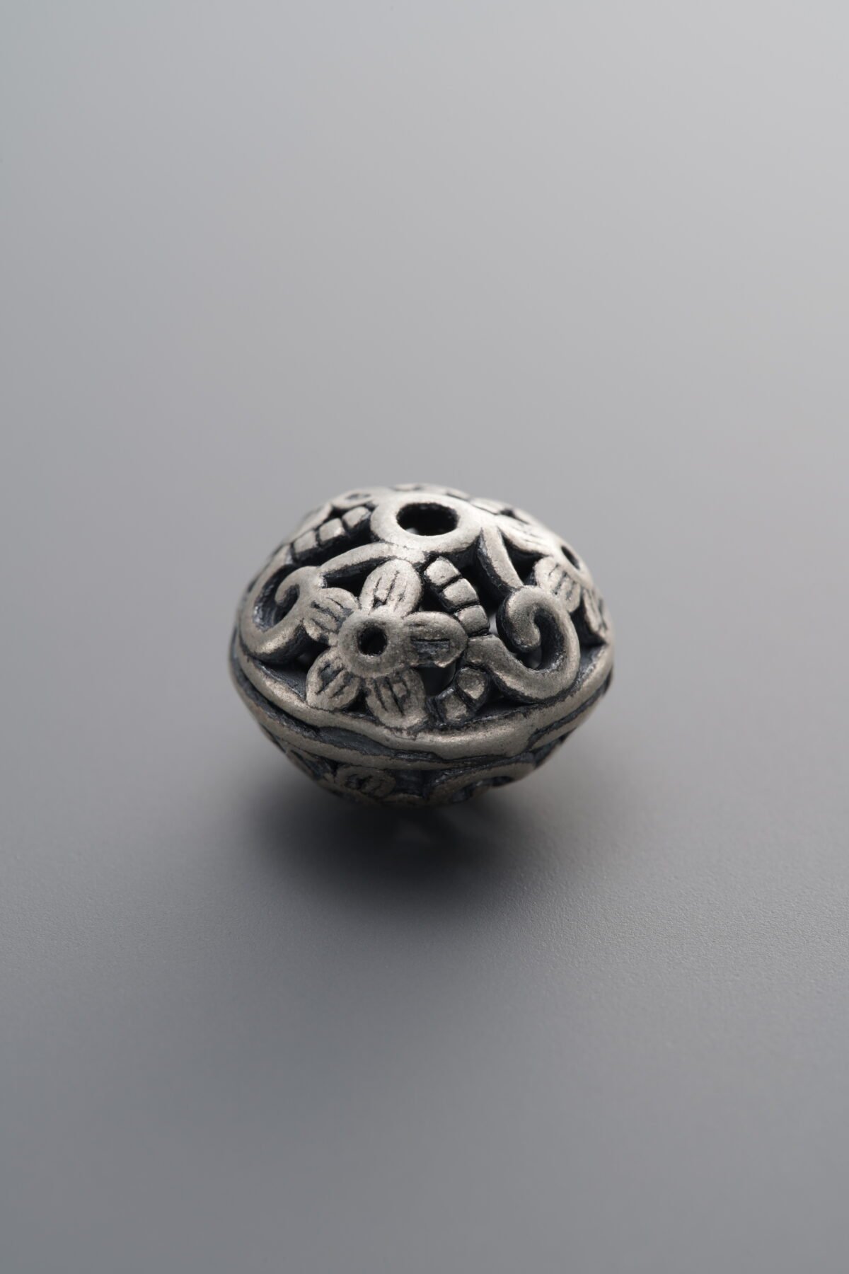 925 Sterling Silver-Antiqued-Openwork Flower Spacer Bead-11mm - Image 1