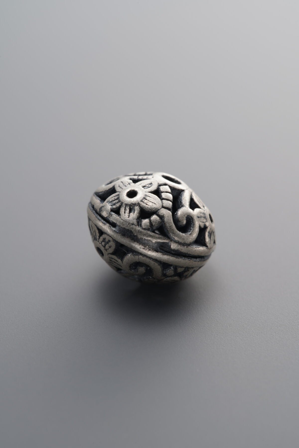 925 Sterling Silver-Antiqued-Openwork Flower Spacer Bead-11mm - Image 2