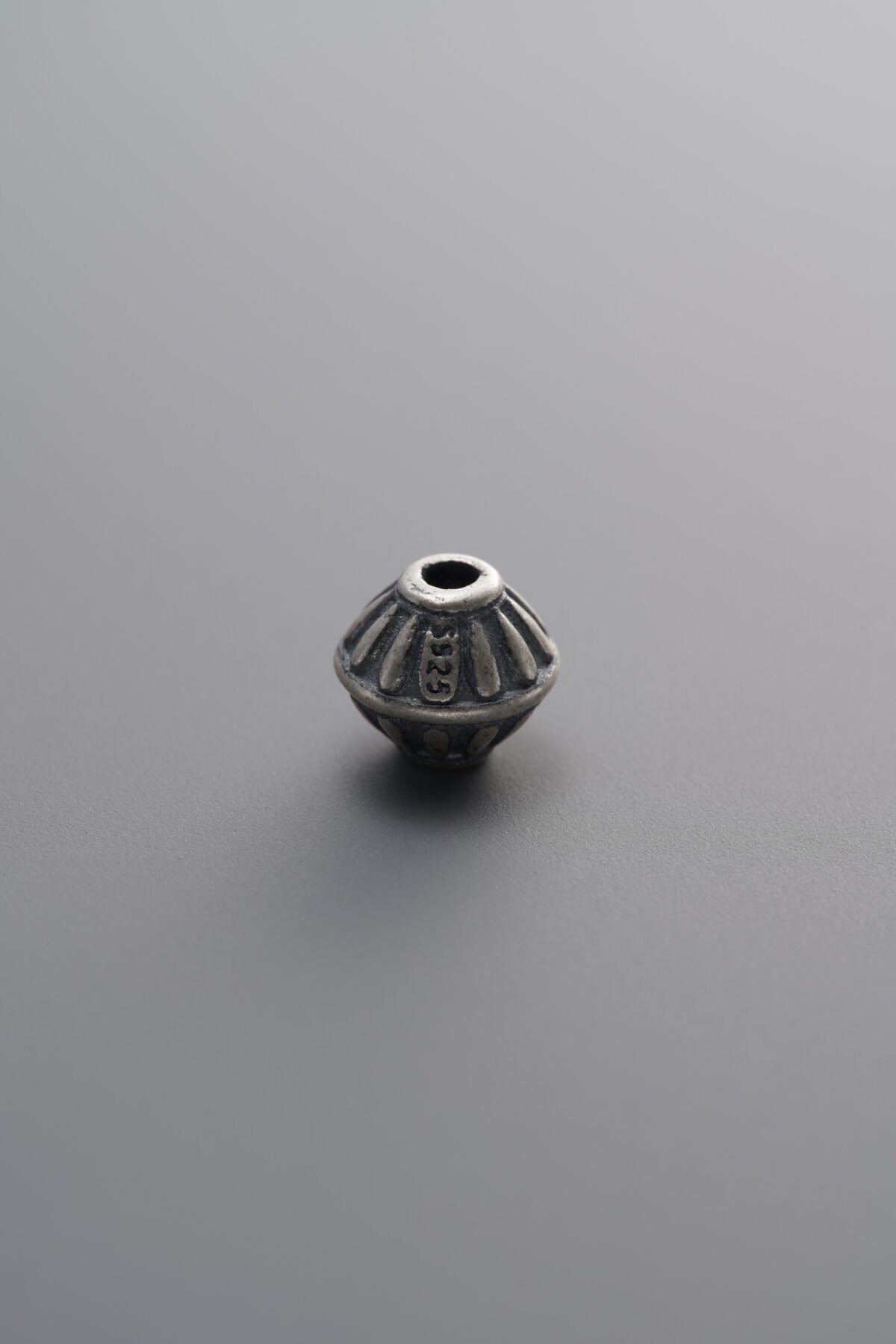 925 Sterling Silver-Antiqued-Vertical Striped Pattern Spacer Bead-6mm - Image 2
