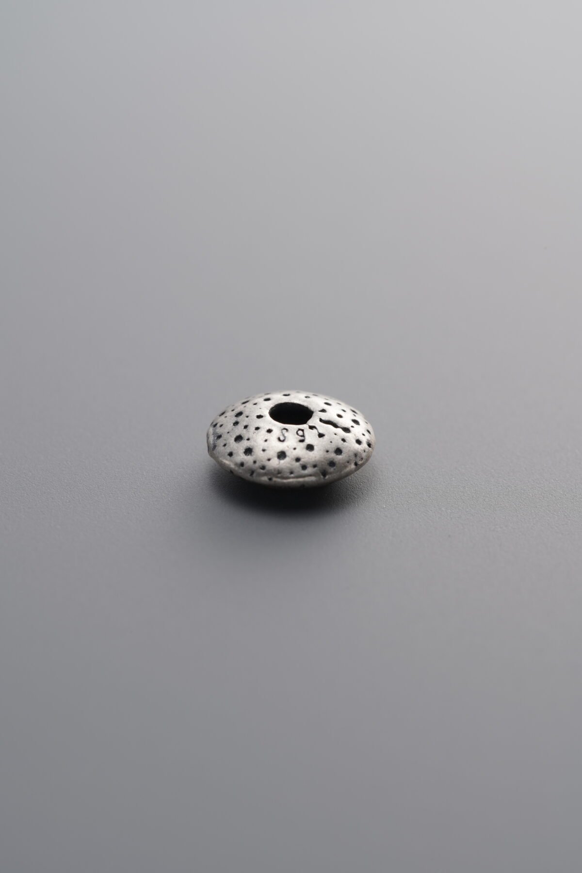 925 Sterling Silver-Antiqued-Hammered Rondelle Spacer Bead-7mm - Image 2
