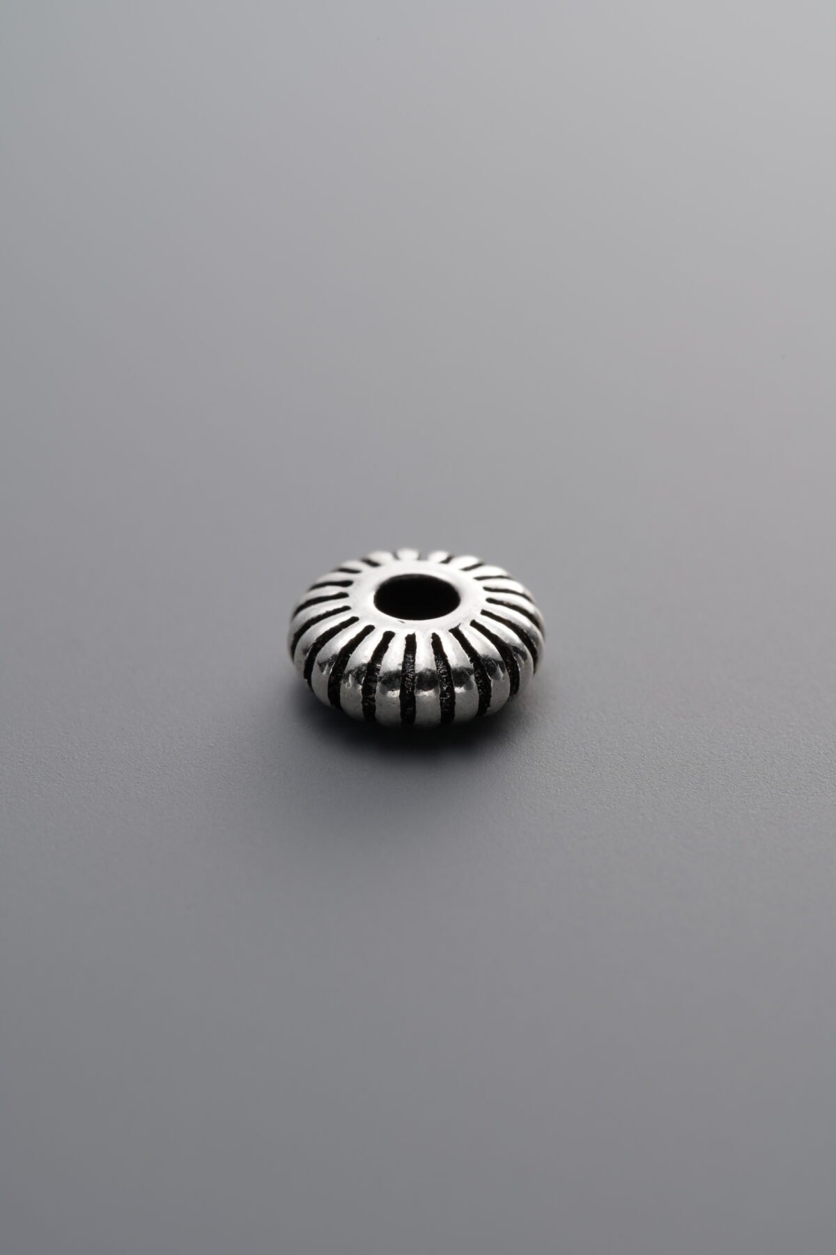 925 Sterling Silver-Antiqued-Striped Spacer Bead-7mm - Image 1