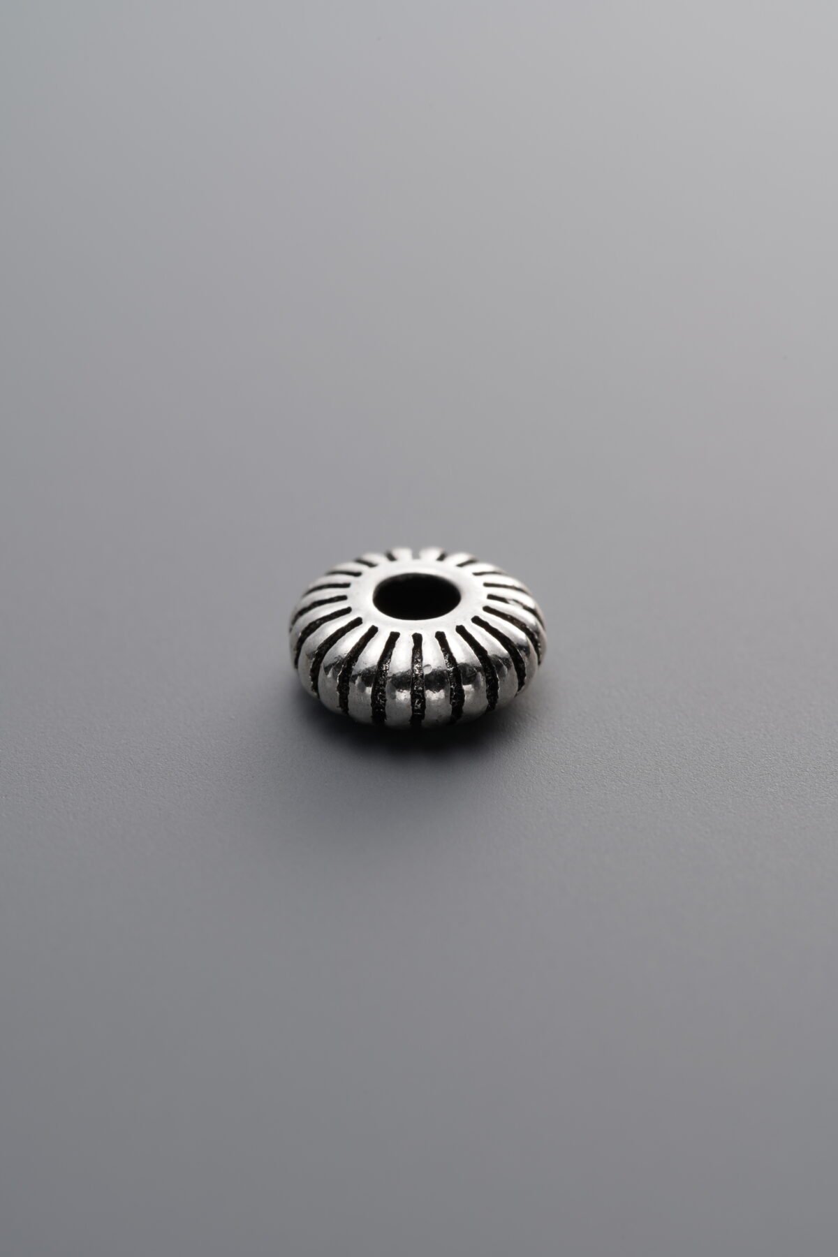 925 Sterling Silver-Antiqued-Striped Spacer Bead-7mm - Image 2
