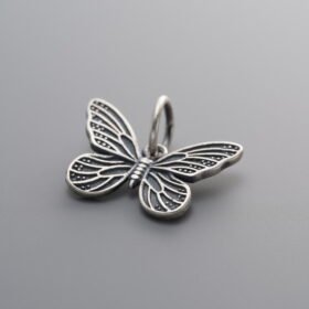 925 Silver-Vintage-Antique Finish Butterfly Pendant-15mm