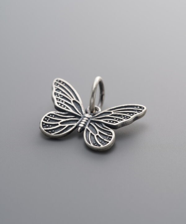 925 Silver-Vintage-Antique Finish Butterfly Pendant-15mm