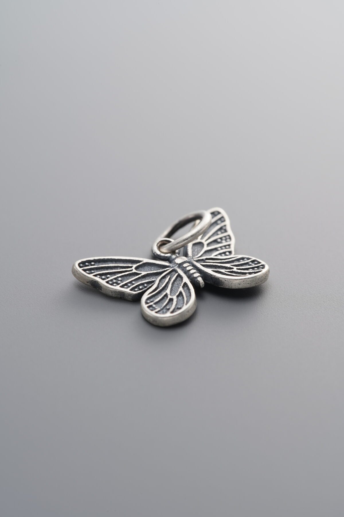 925 Sterling Silver-Antiqued-Antique Finish Butterfly Pendant-15mm - Image 3