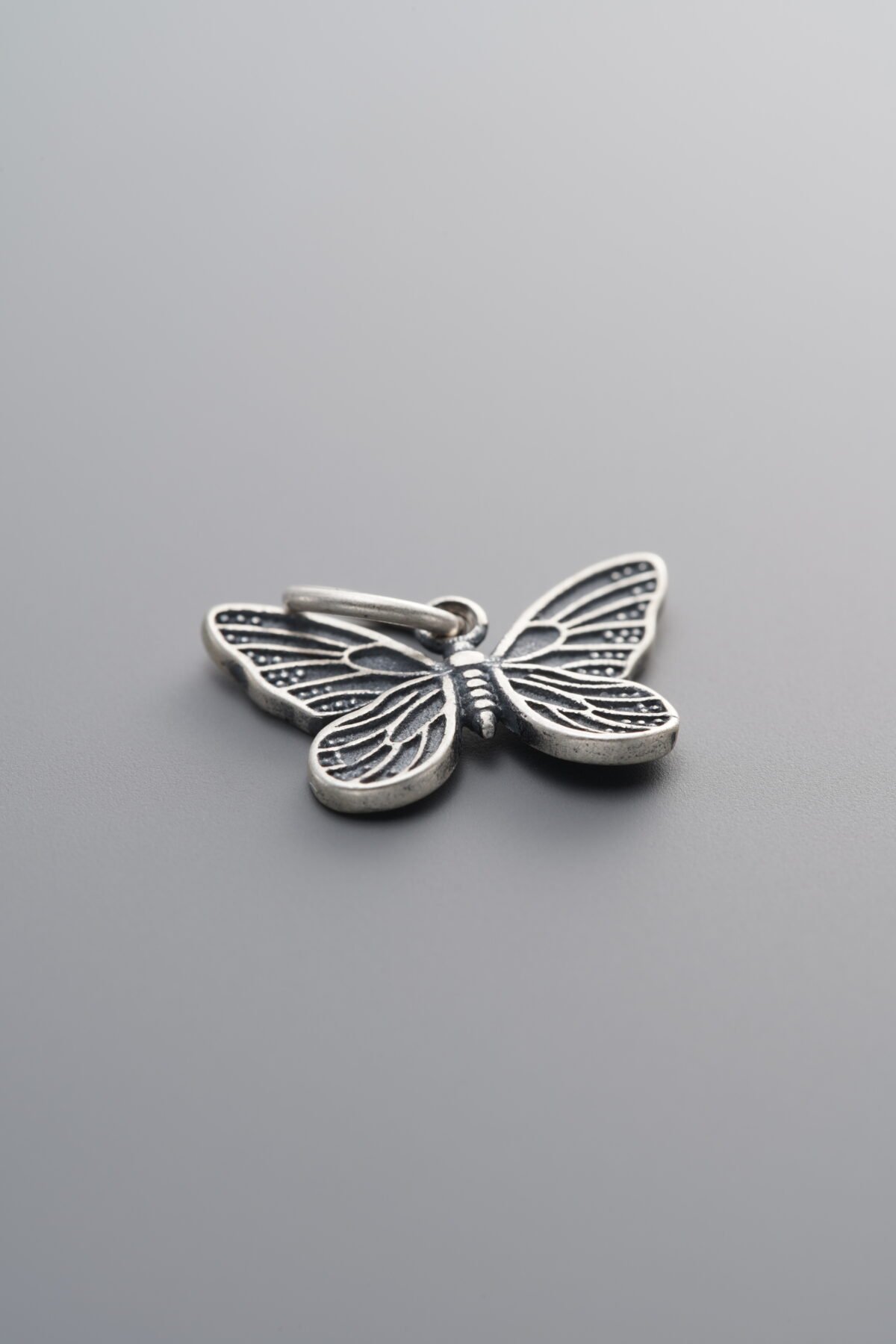 925 Sterling Silver-Antiqued-Antique Finish Butterfly Pendant-15mm - Image 2